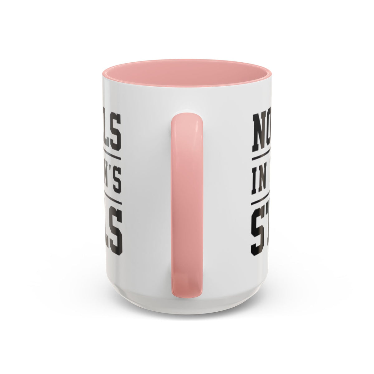 The Lord Says No Balls in Women's Stalls Accent Coffee Mug — Bold Typography 11/15oz Printify