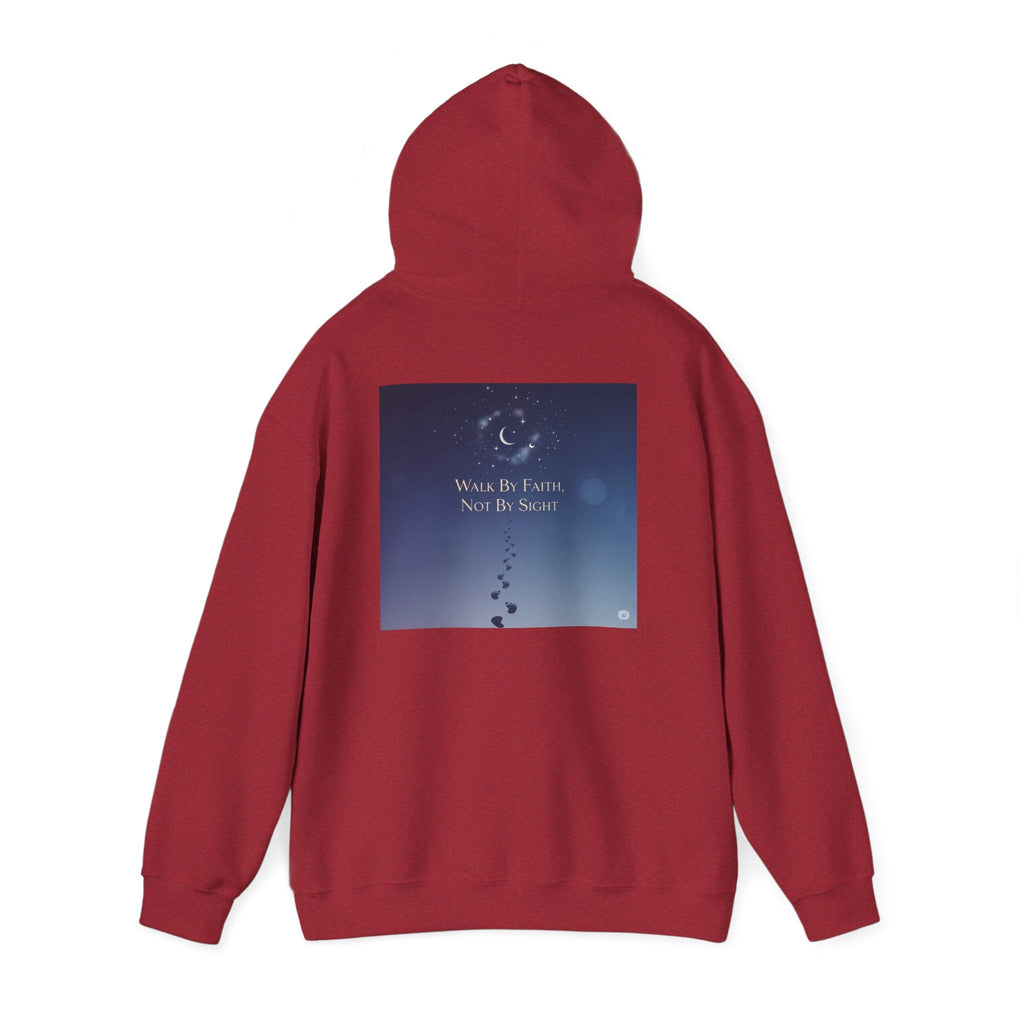 Walk by Faith, Not by Sight Hoodie – Moonlit Footprints Christian Hoodie for Cozy Nights Printify