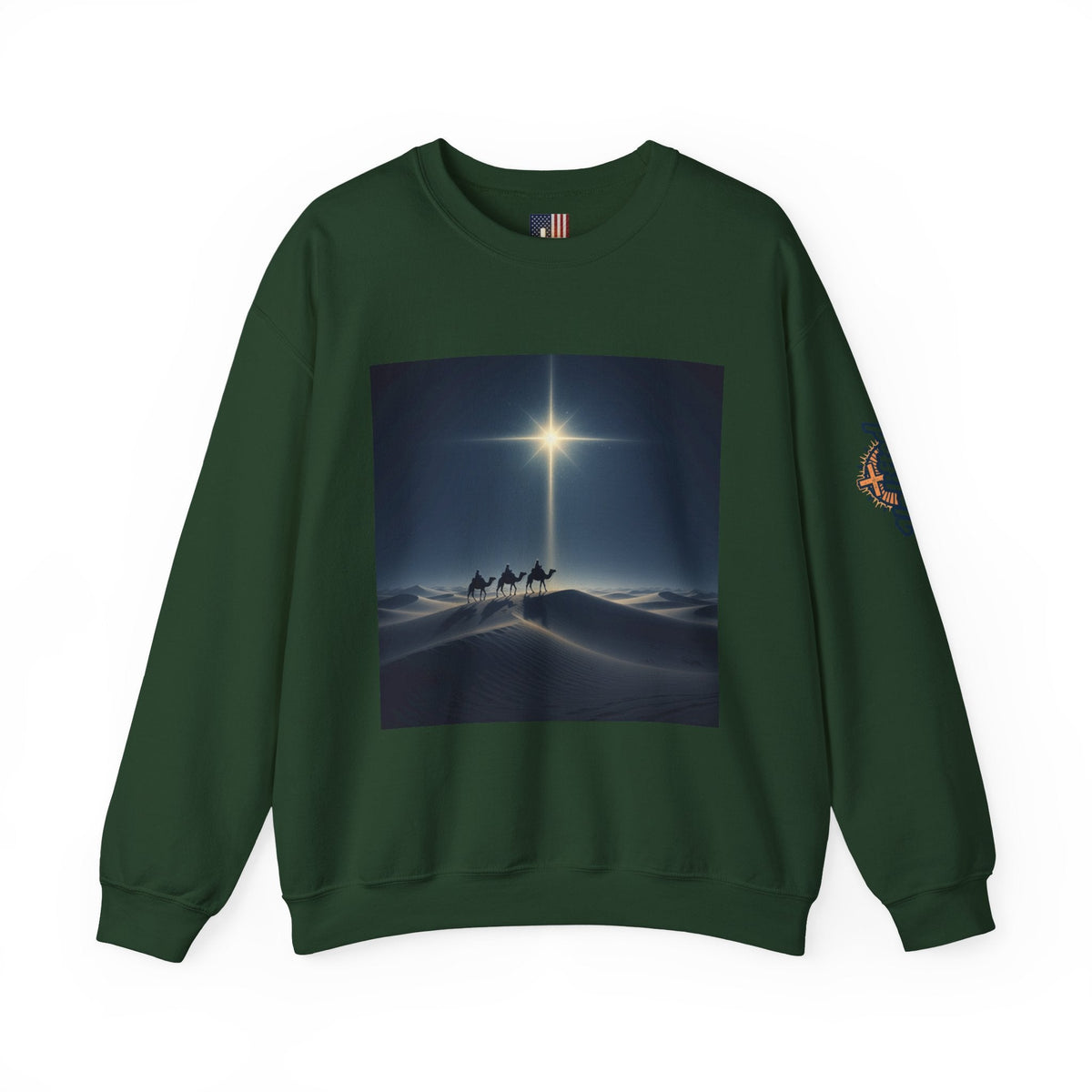 3 Wise Men Sweatshirt – Magi Camels Nativity Journey Christian Christmas Sweatshirt for Epiphany Faith & Holy Night Printify