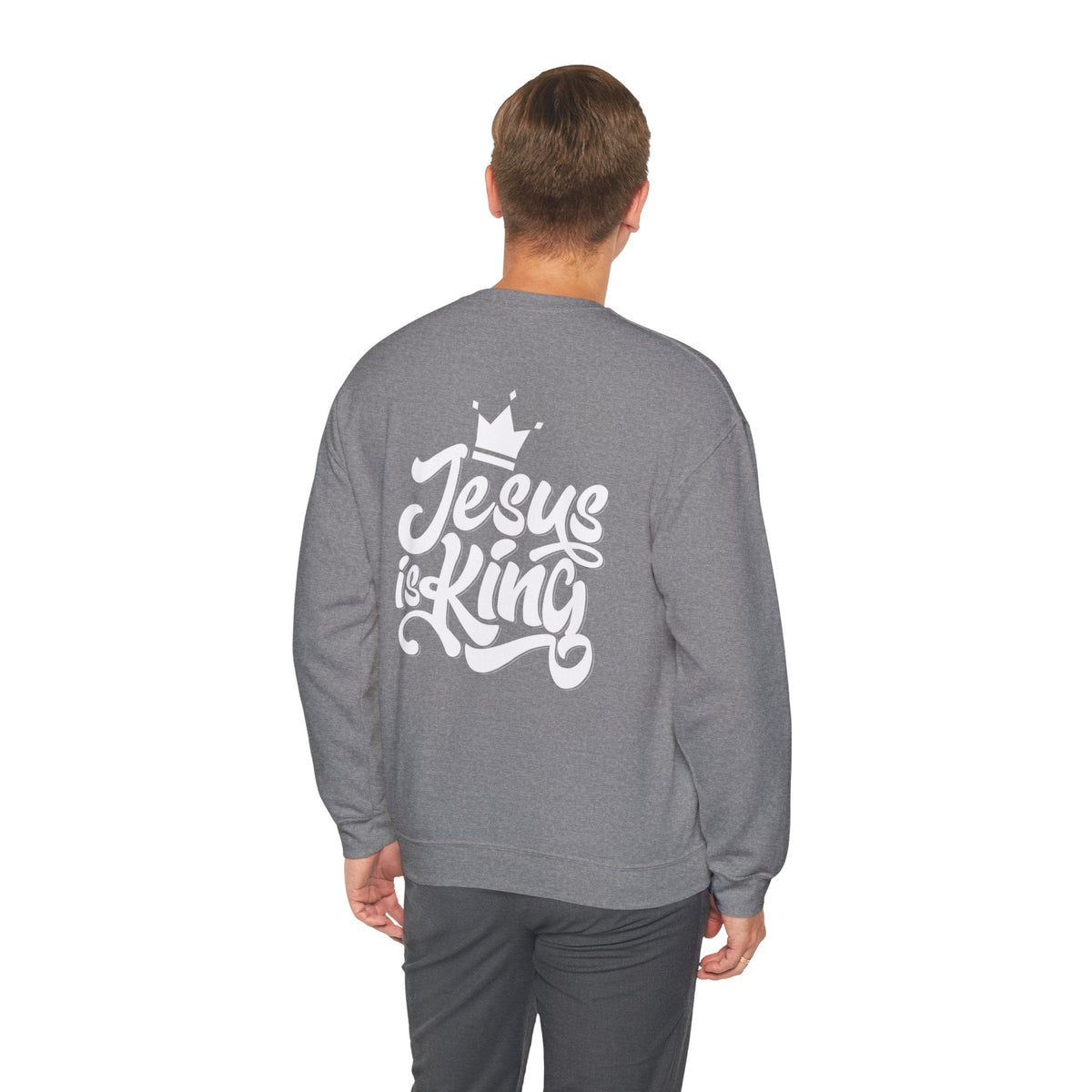 Jesus is King Sweatshirt – Bold Crown & Cross Christian Hoodie for Eternal Faith & Comfort Printify