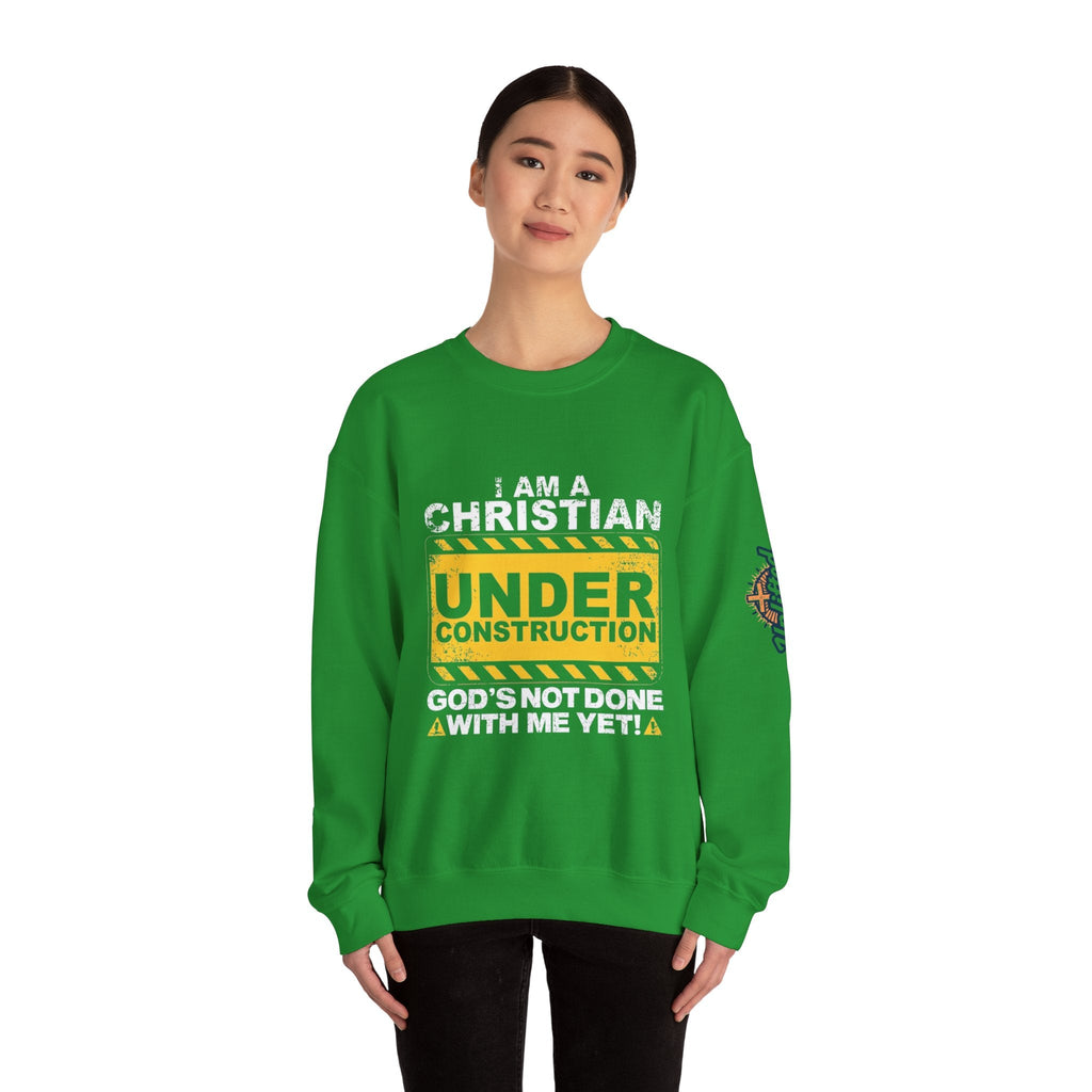 Christian Under Construction Sweatshirt | God Is Not Done With Me Yet Sweatshirt Printify