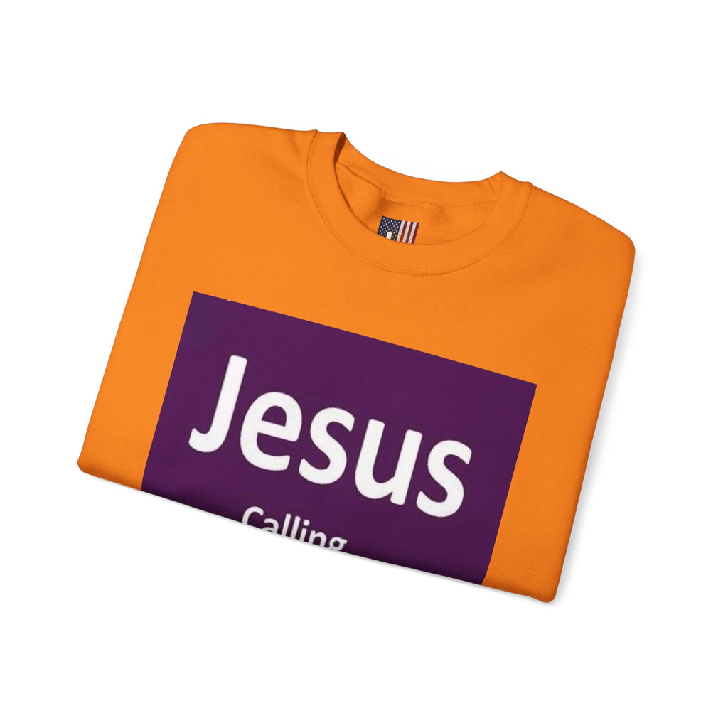 Jesus Calling Sweatshirt – Funny Cell Phone Screen Christian Sweatshirt for Divine Connection & Faith Humor Printify