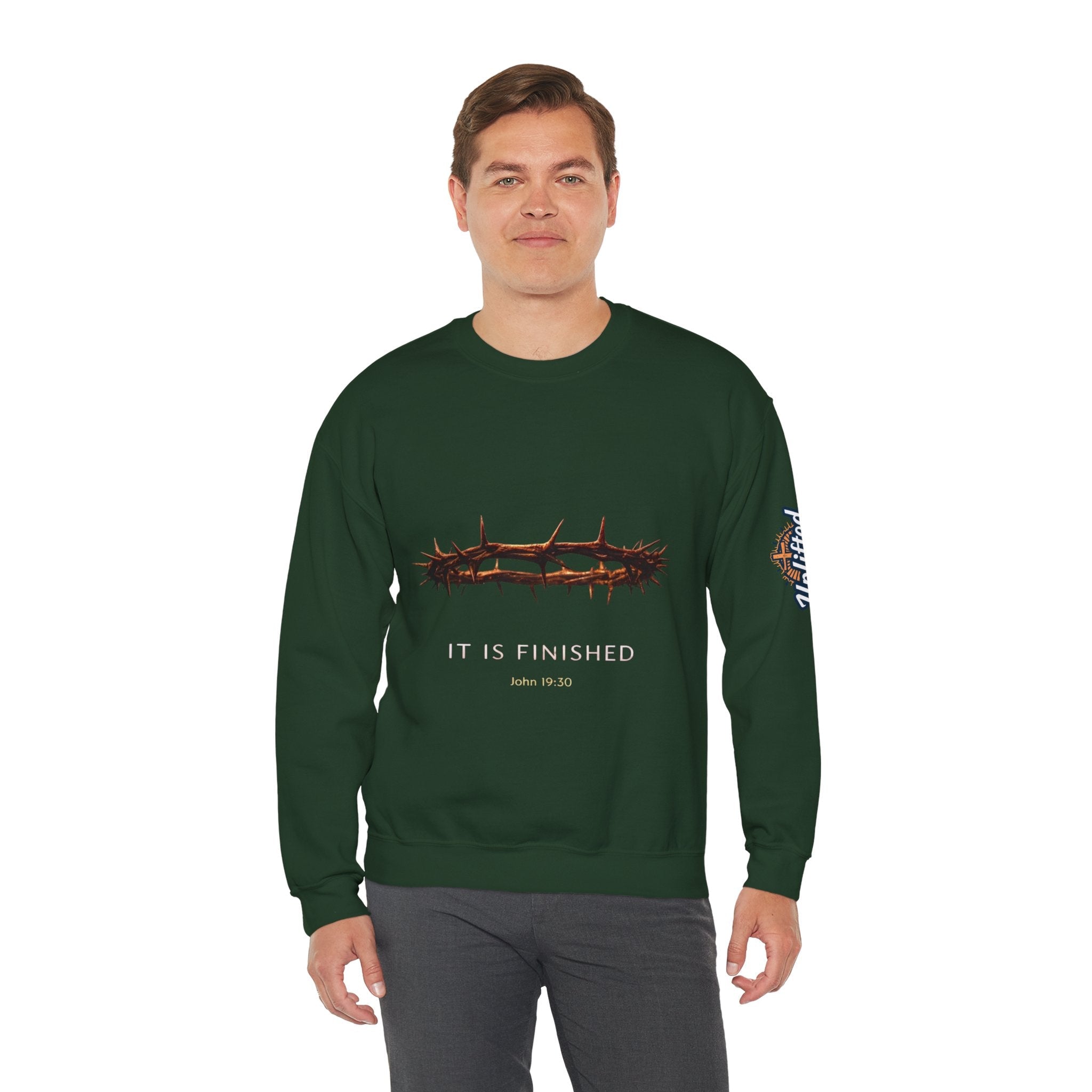 It Is Finished Crown of Thorns Sweatshirt — Christian John 19:30 Faith Sweatshirt Printify