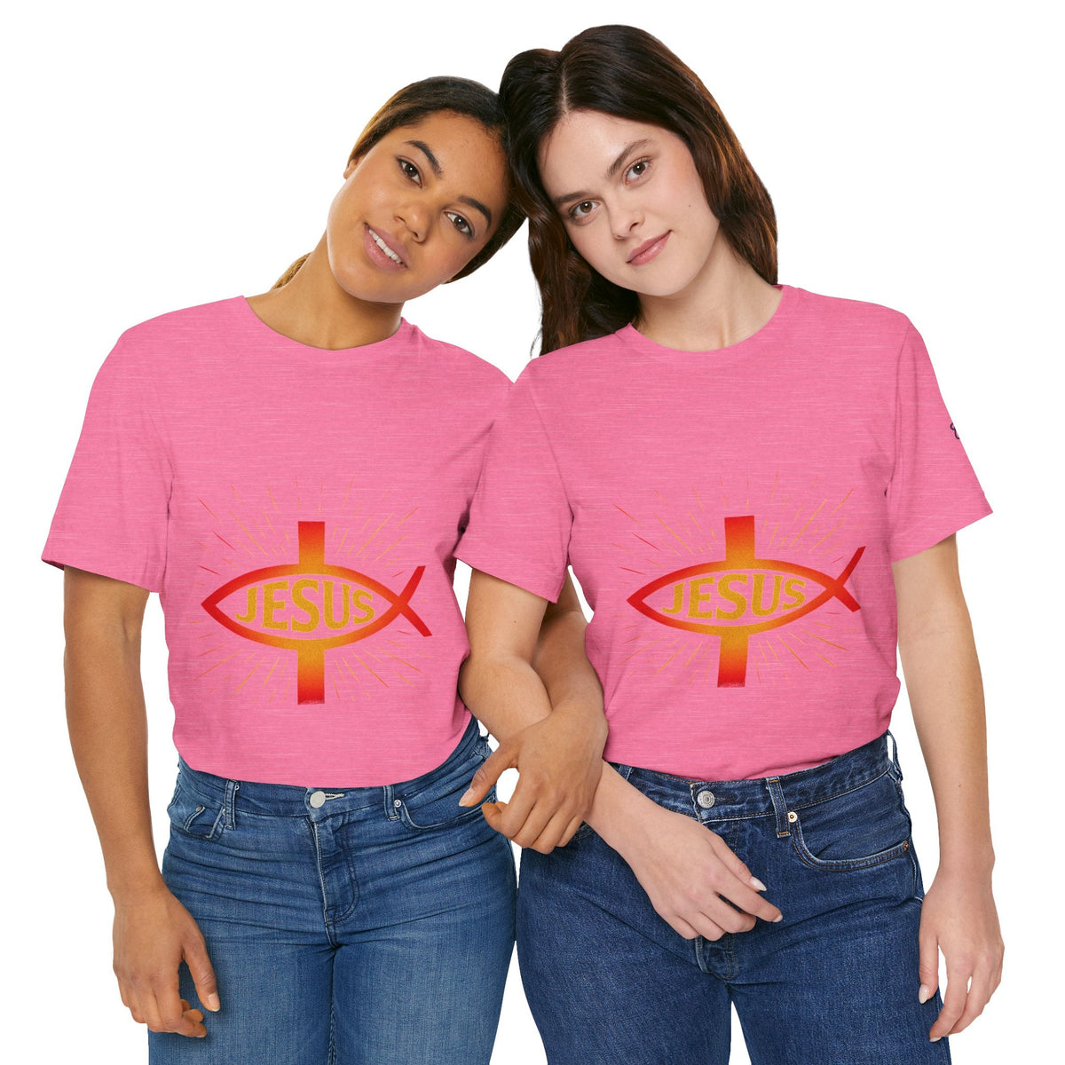 Jesus Ichthys T-shirt – Christian Fish Symbol with Cross & Jesus Inscription T-shirt for Eternal Faith & Streetwear Printify
