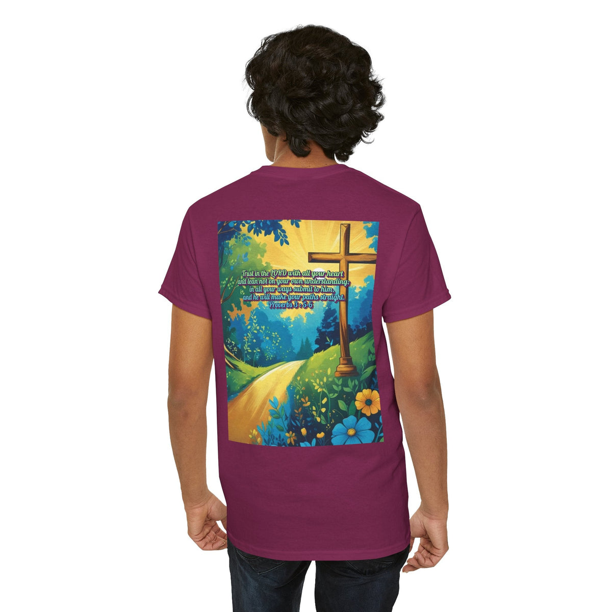 Trust in The Lord Proverbs 3:5-6 Biblical Design Unisex Heavy Cotton Tee Printify