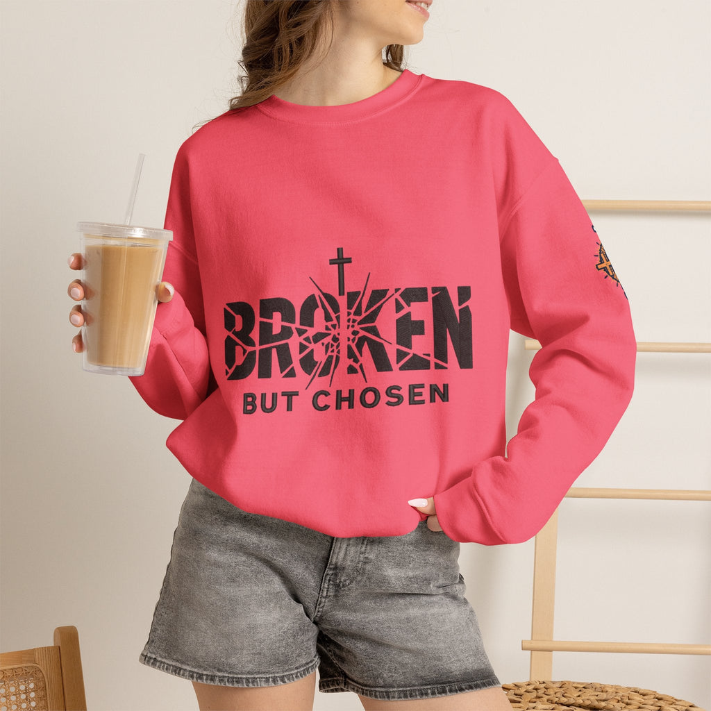 Broken But Chosen Crewneck Sweatshirt Printify