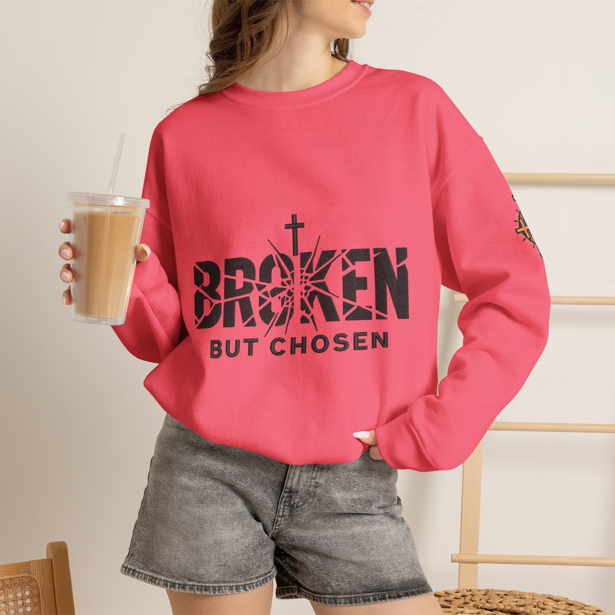 Broken But Chosen Crewneck Sweatshirt Printify