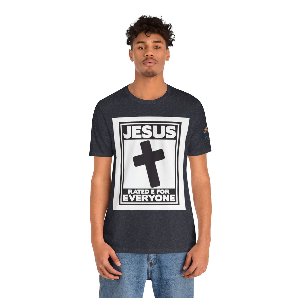 Jesus, Rated E for Everyone T-shirt - Gamer Faith T-shirt - Christian Video Game Parody Printify