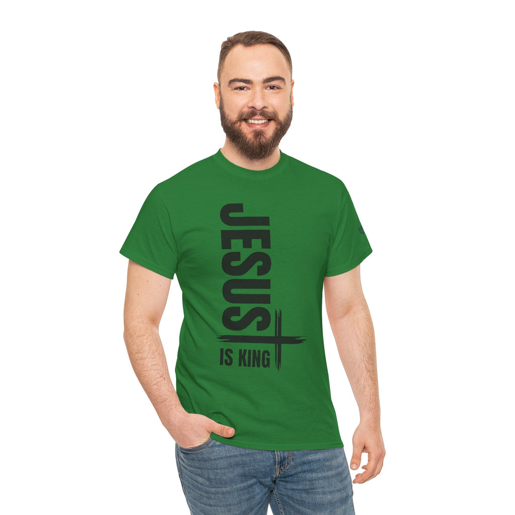 Jesus Is King T-shirt | Modern Typographic Cross Christian T-shirt Printify
