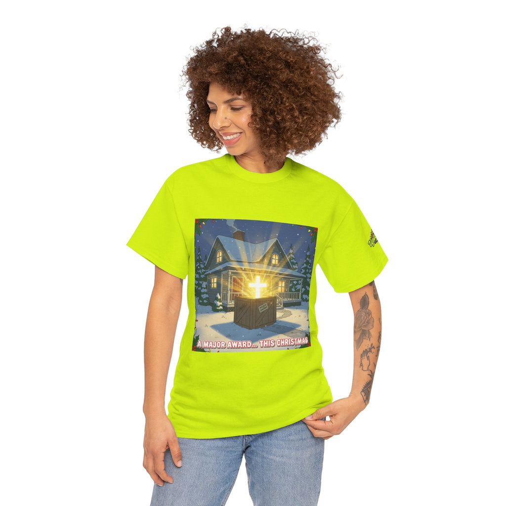 A Major Award This Christmas T-shirt – Fragile Leg Lamp Parody Cross Unboxing Christian T-shirt for Hilarious Faith & Holiday Glow Printify