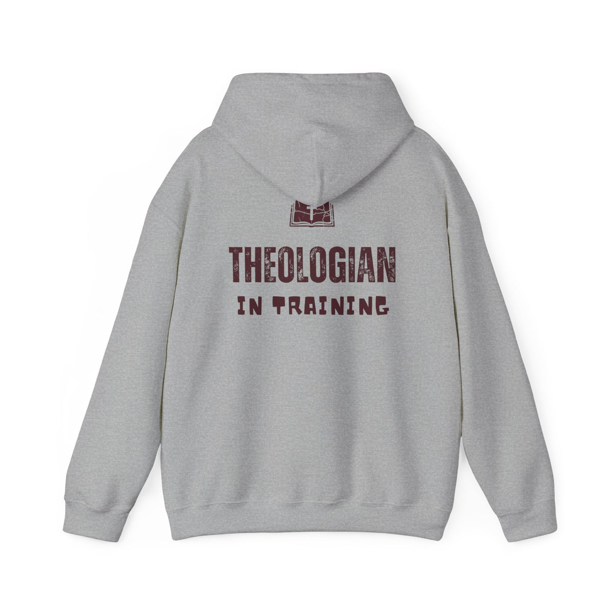 Theologian in Training Hoodie – Open Bible & Cross Christian Hoodie for Faithful Growth Printify