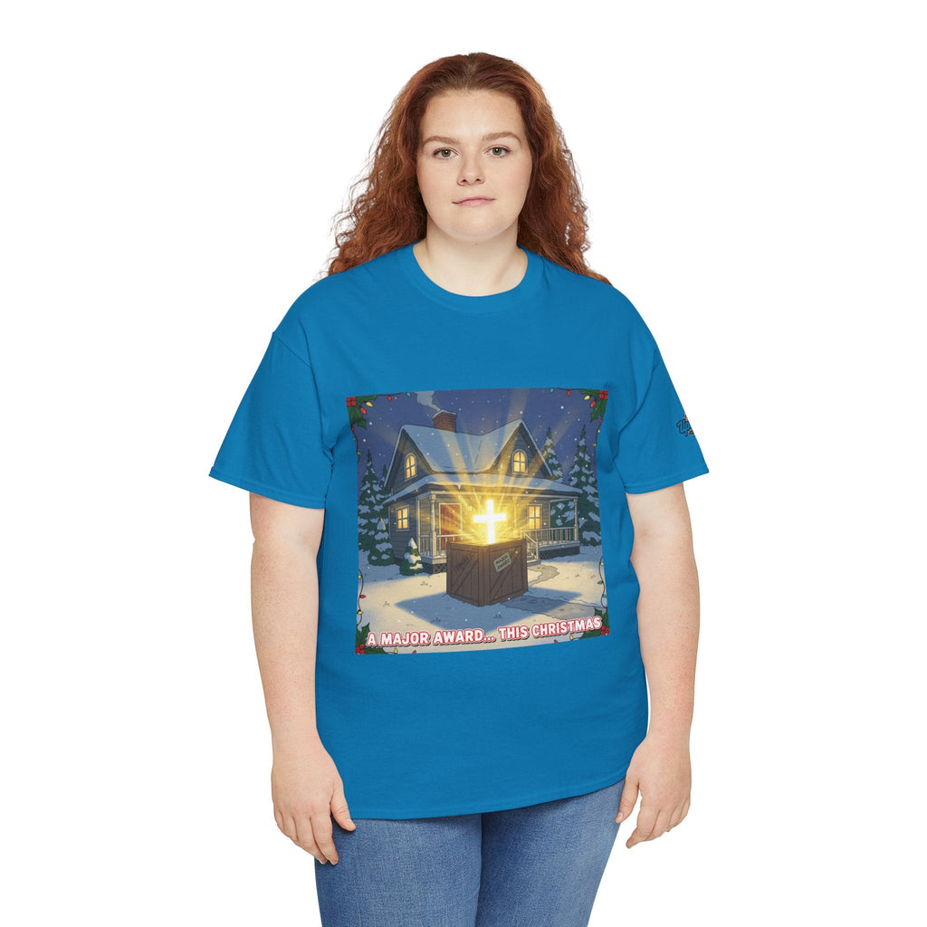 A Major Award This Christmas T-shirt – Fragile Leg Lamp Parody Cross Unboxing Christian T-shirt for Hilarious Faith & Holiday Glow Printify
