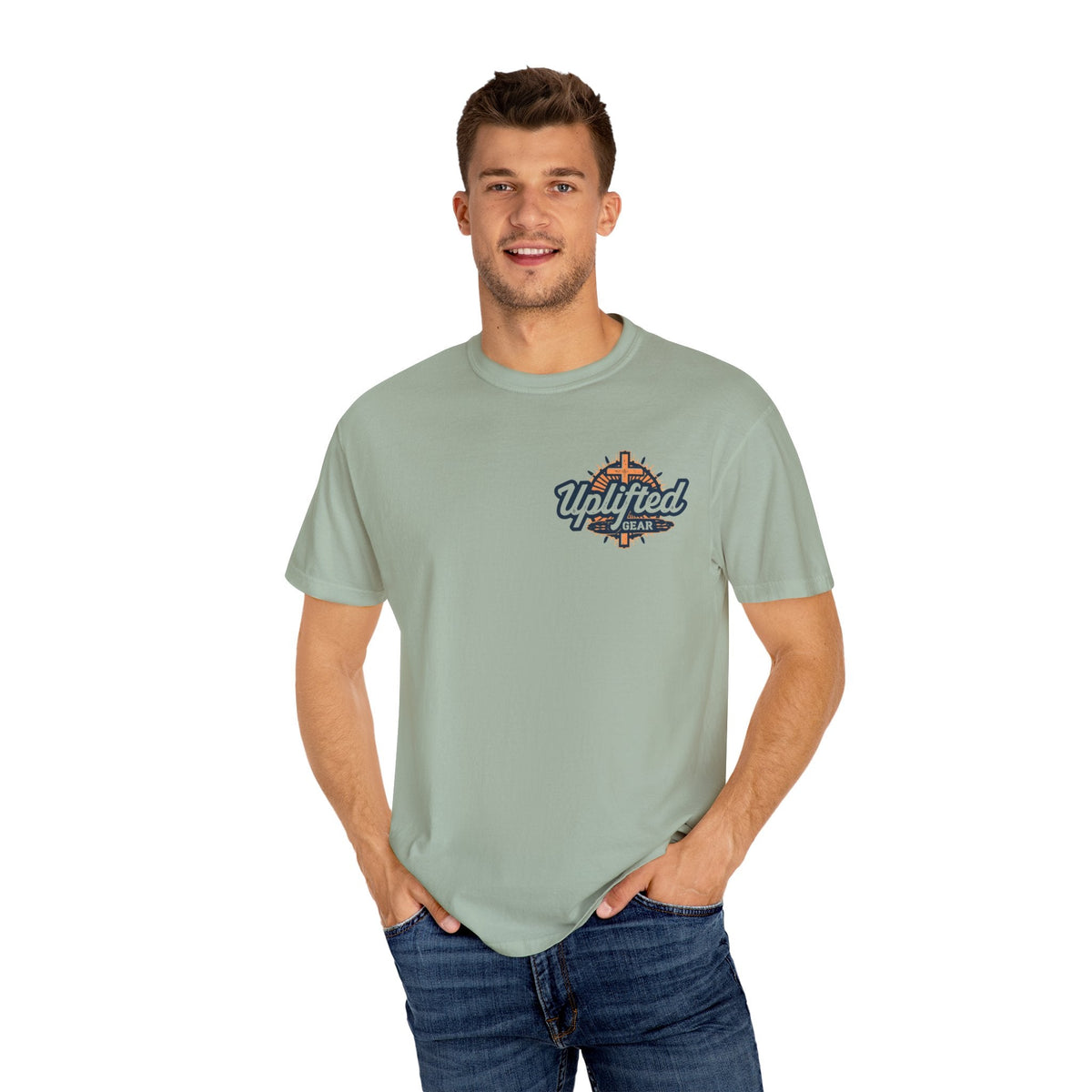 ✨ Chosen. Loved. Redeemed. – Elegant Christian T-Shirt | Gold Foil Faith Tee | Subtle Cross & Heart Design | Inspirational Bible Verse Apparel by Uplifted Gear Printify