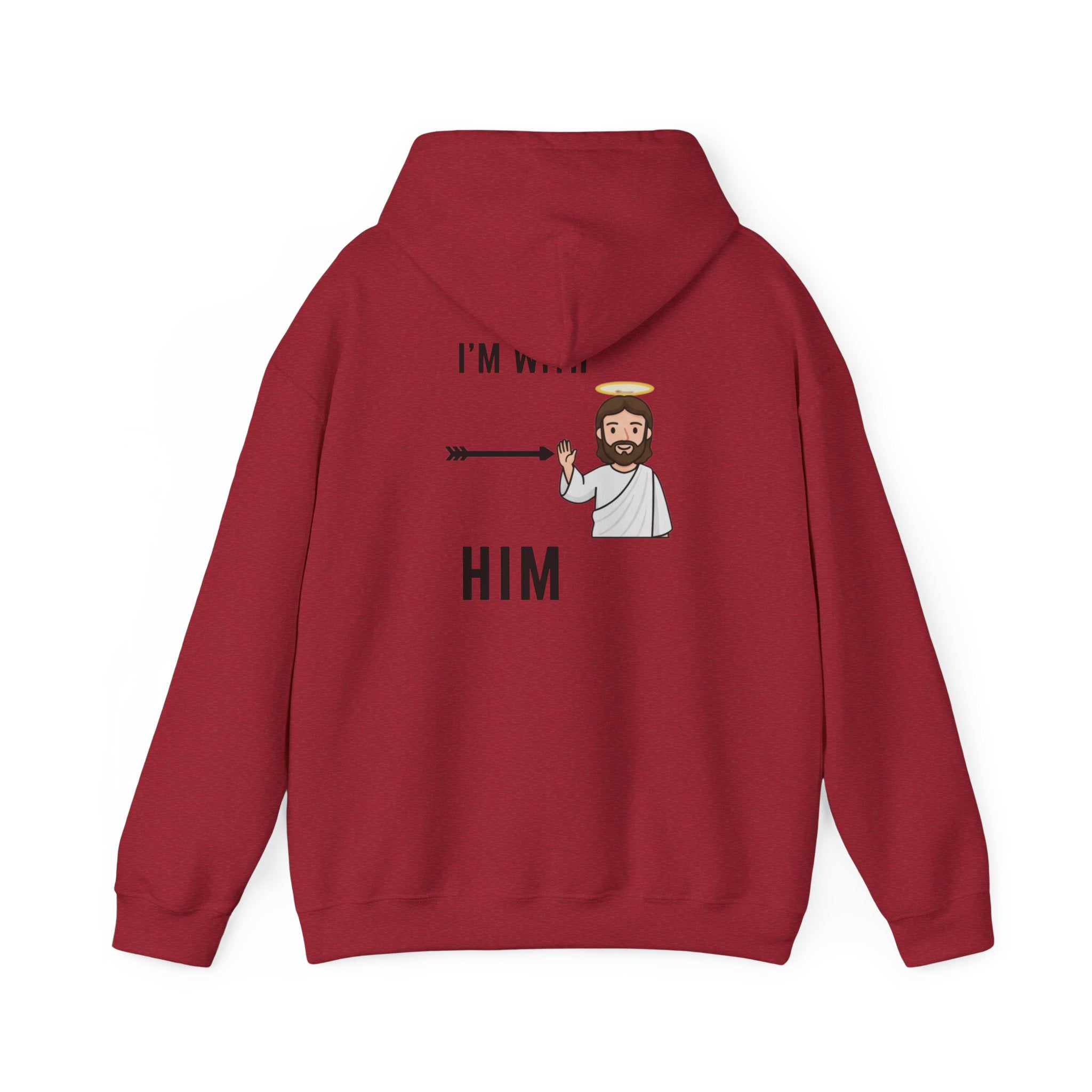 🔥 I’m With Him → Christian Hoodie | Arrow Pointing to Jesus | Minimalist Faith Tee | Subtle Cross Design | Bible-Inspired Apparel by Uplifted Gear Printify