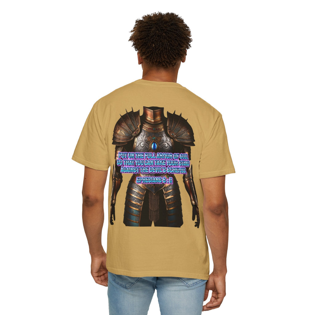 Religious Graphic Tee with Armor Of God Design - Unisex Garment-Dyed T-shirt Printify