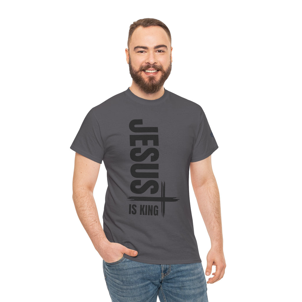 Jesus Is King T-shirt | Modern Typographic Cross Christian T-shirt Printify