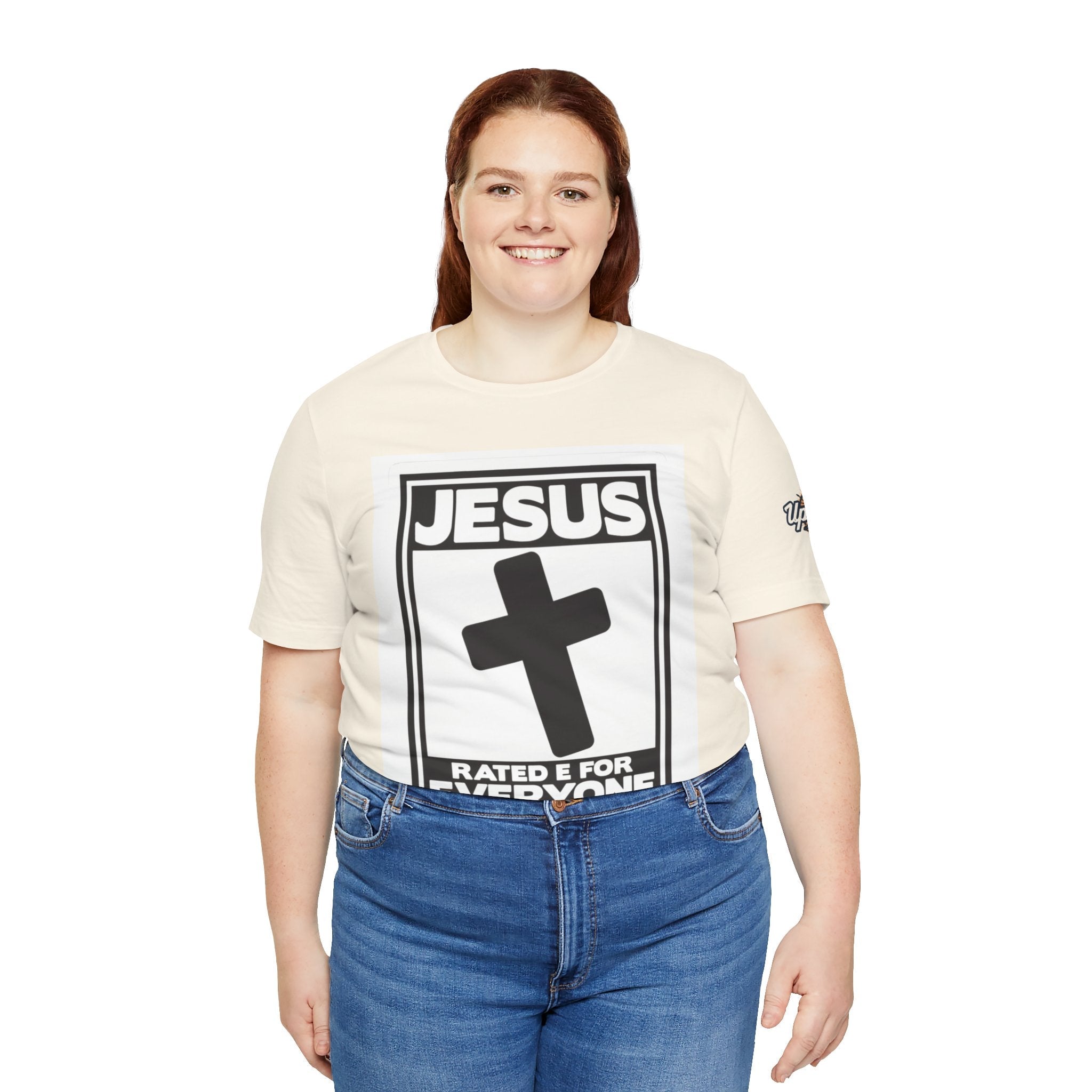Jesus, Rated E for Everyone T-shirt - Gamer Faith T-shirt - Christian Video Game Parody Printify