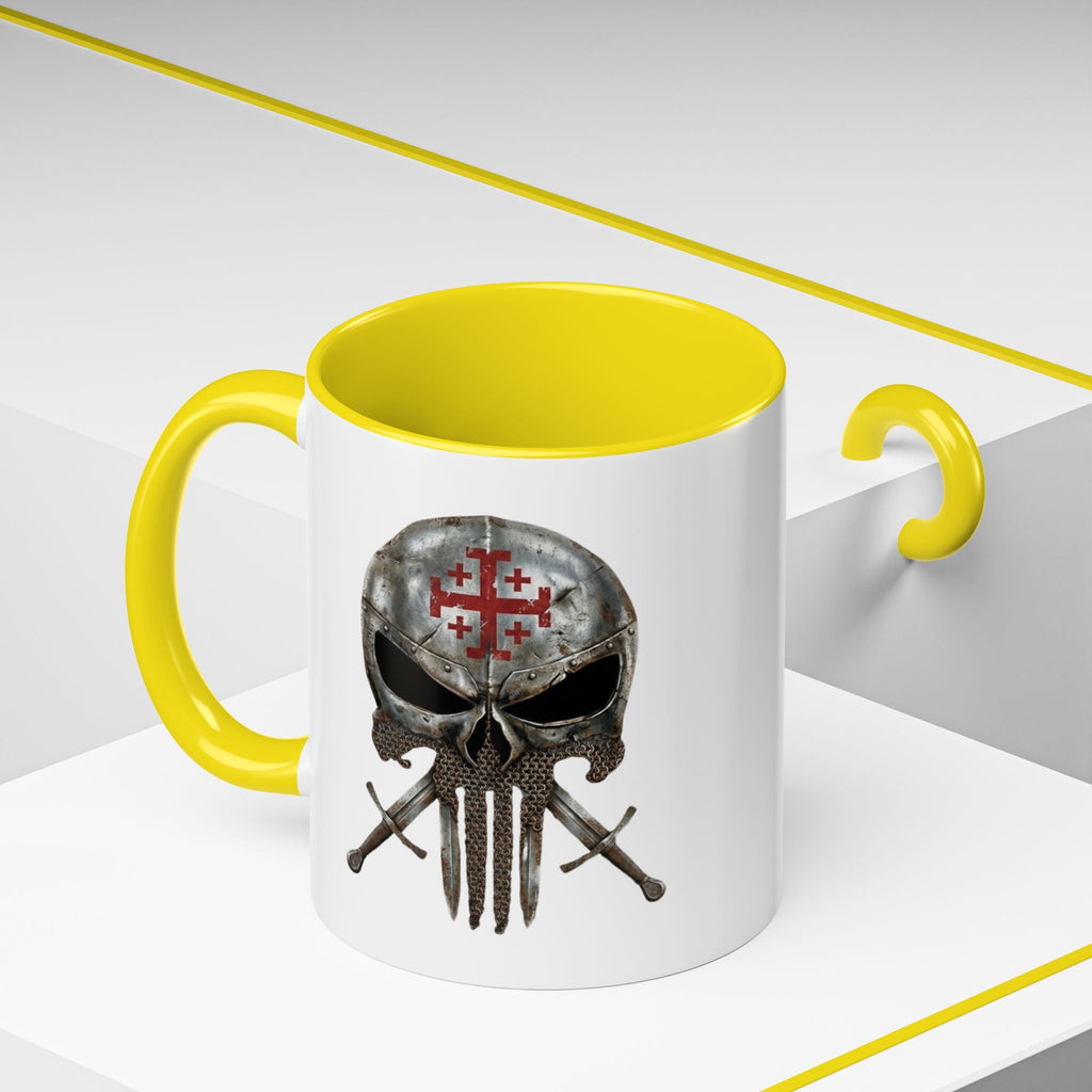 Crusader Knight Coffee Mug — 'Armor of God' Christian Skull 11/15oz Accent Mug Printify