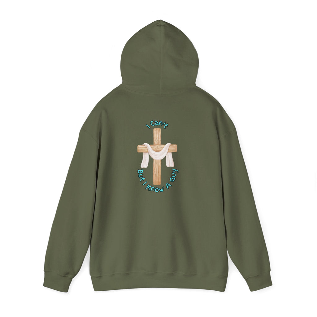 I Can’t, But I Know a Guy Hoodie – Jesus Cross Christian Hoodie for Cozy Faith Printify