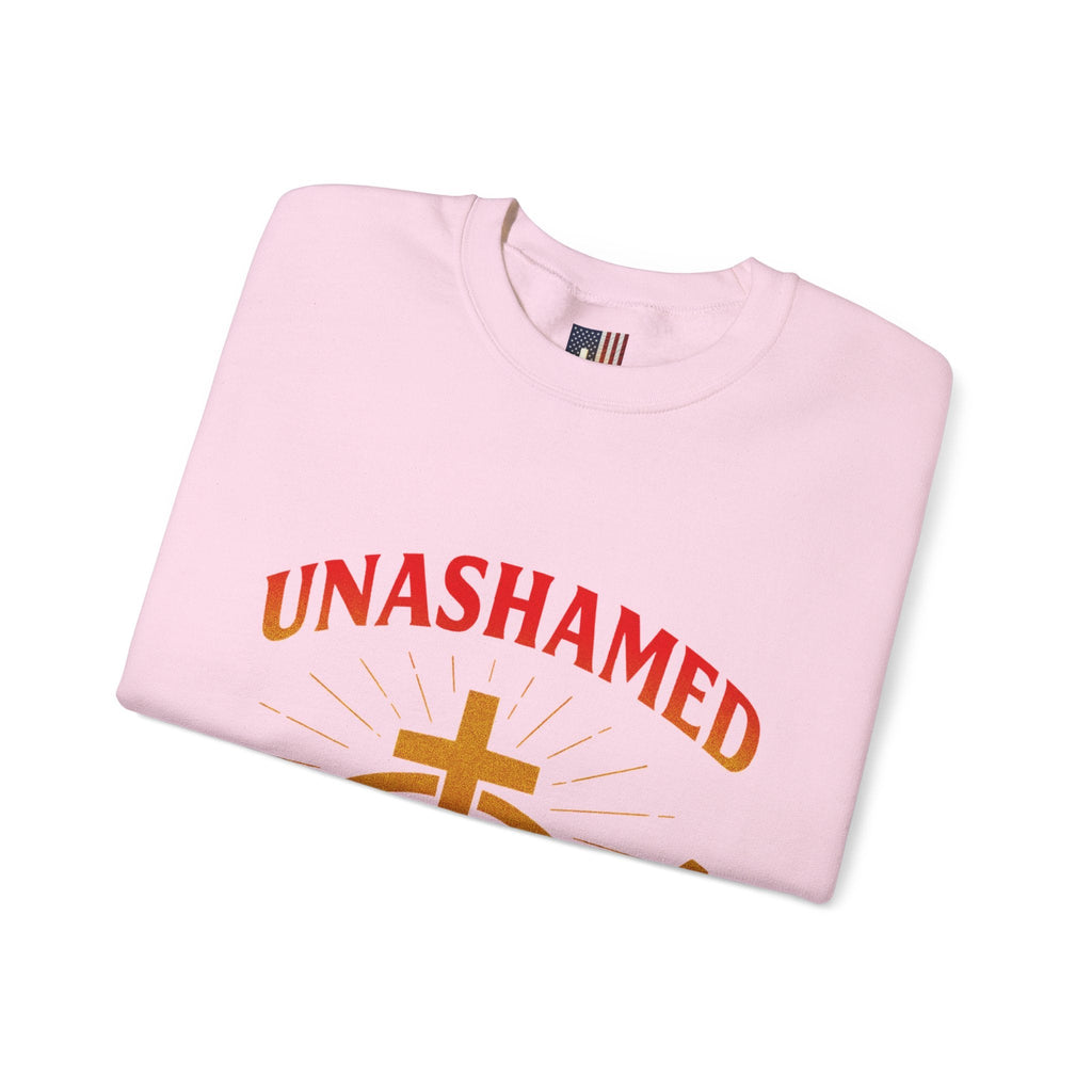 Unashamed Sweatshirt – Ichthys Jesus Fish & Cross Christian Sweatshirt for Romans 1:16 Bold Faith Printify