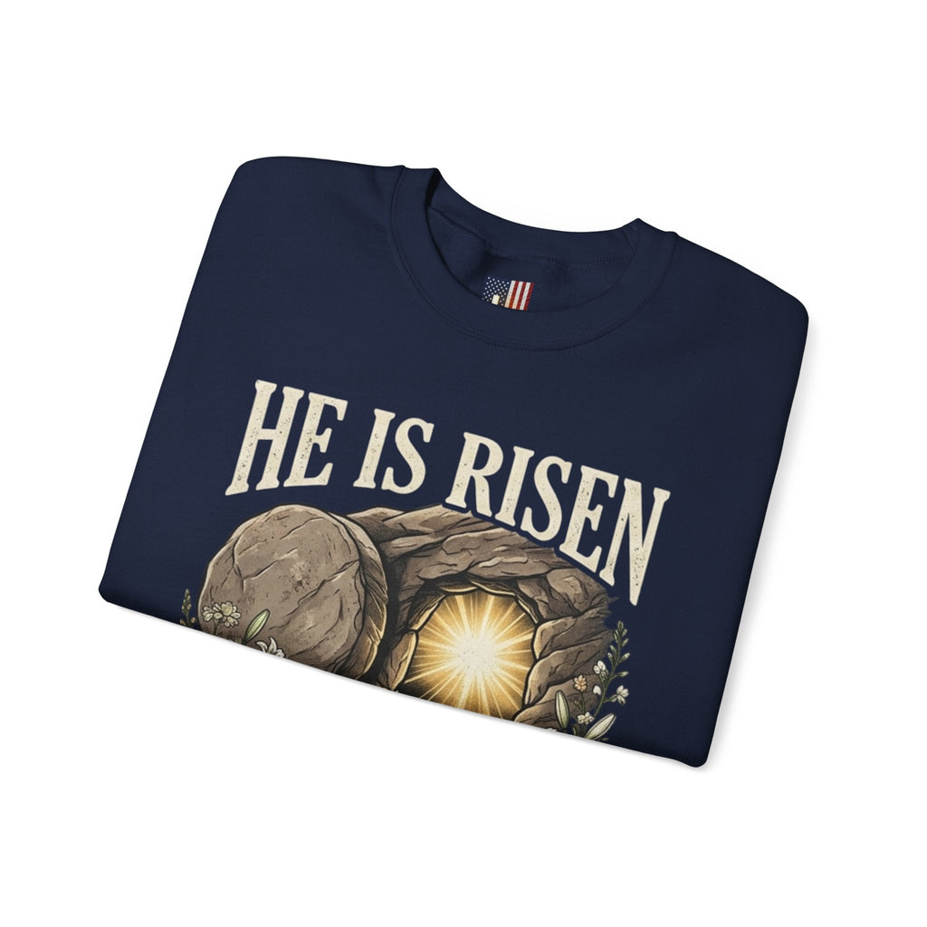 He Is Risen Sweatshirt — Jesus Christ Resurrection Easter Sweatshirt Printify