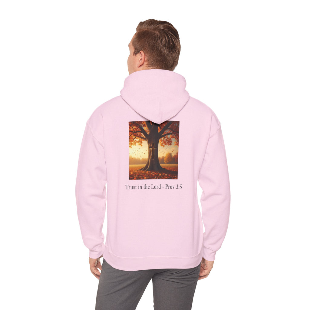 Trust in the Lord Hoodie – Autumn Tree Proverbs 3:5 Christian Hoodie for Cozy Faith Printify