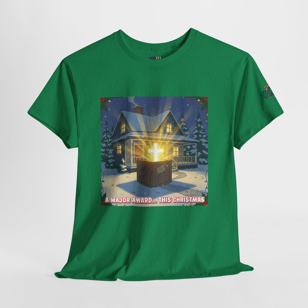 A Major Award This Christmas T-shirt – Fragile Leg Lamp Parody Cross Unboxing Christian T-shirt for Hilarious Faith & Holiday Glow Printify