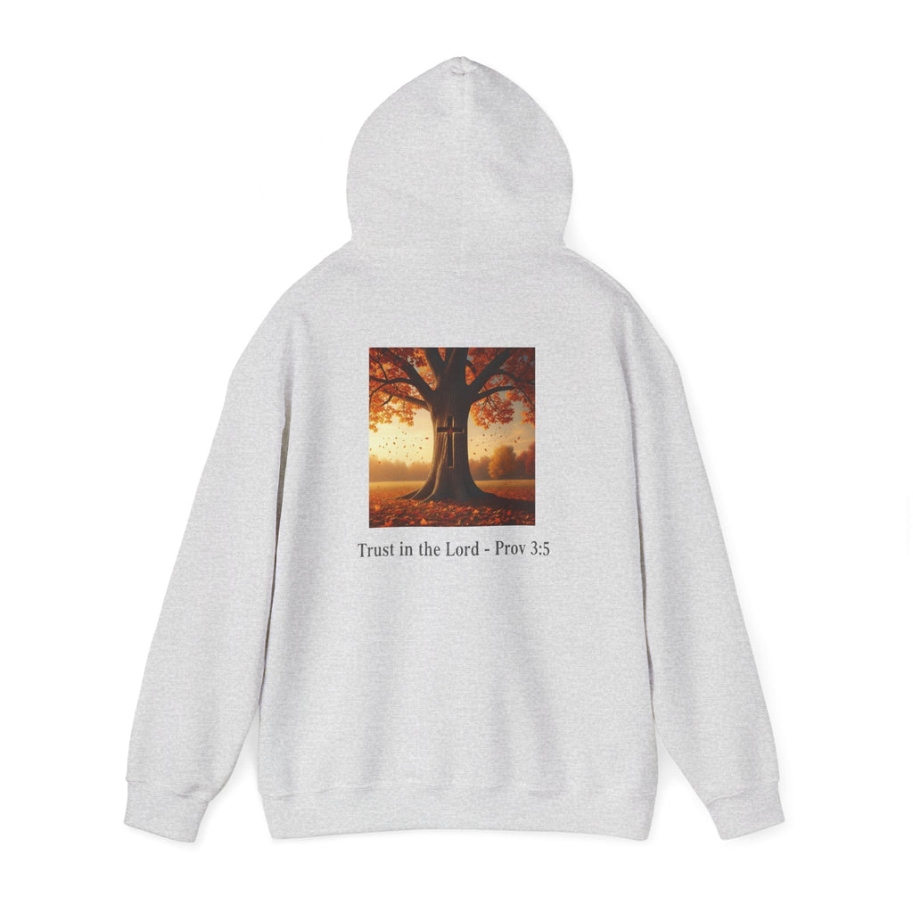 Trust in the Lord Hoodie – Autumn Tree Proverbs 3:5 Christian Hoodie for Cozy Faith Printify