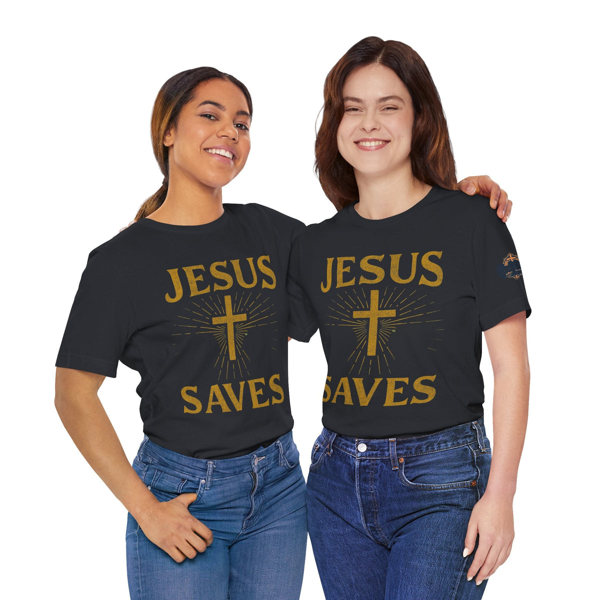 Jesus Saves T-shirt – Radiant Cross & Rays of Light Christian T-shirt for Eternal Hope & Faith Printify