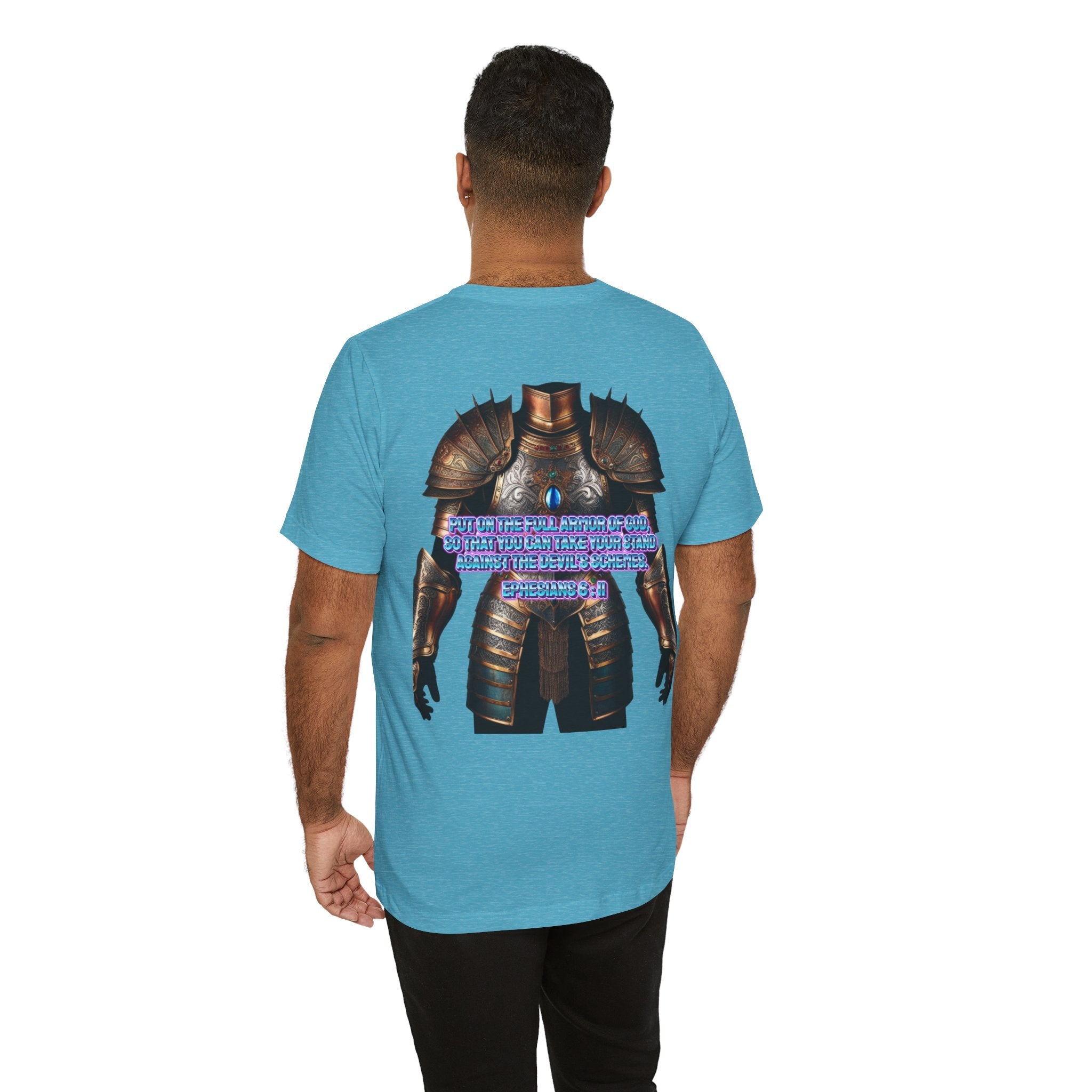 Religious Graphic Tee with Armor Of God Design Unisex Jersey Short Sleeve Tee Printify