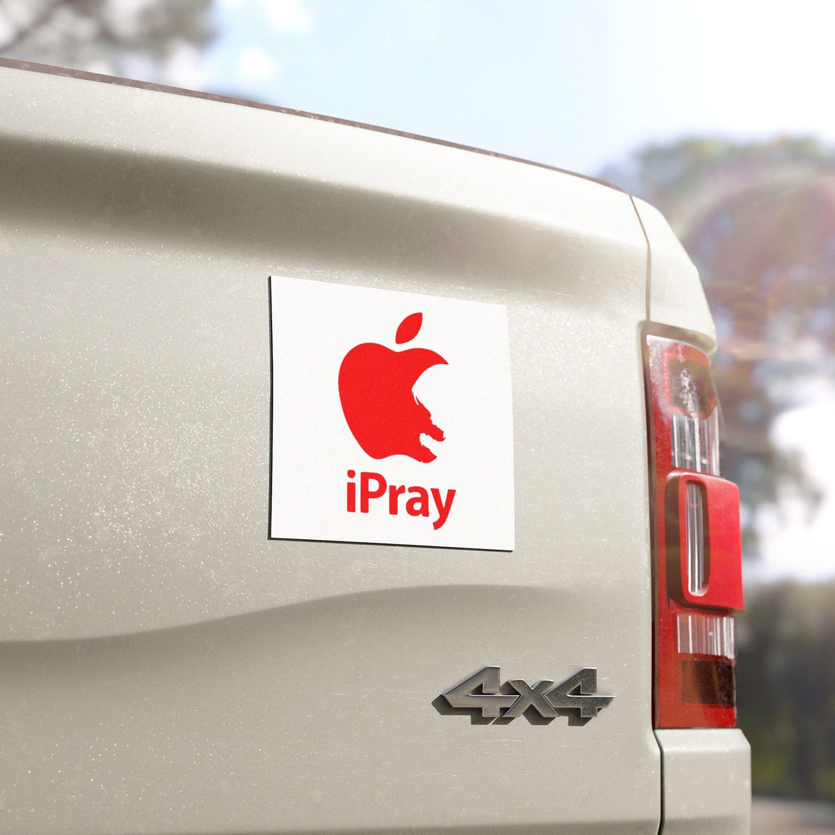 iPray Red Logo Car Magnet — Religious Faith Bumper Sticker Magnet Printify