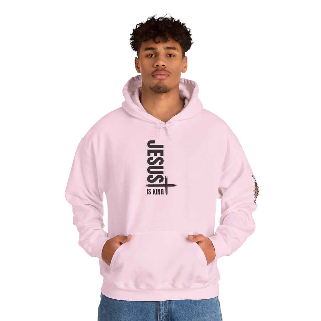 Jesus Is King Hoodie | Modern Typographic Cross Christian Hoodie Printify