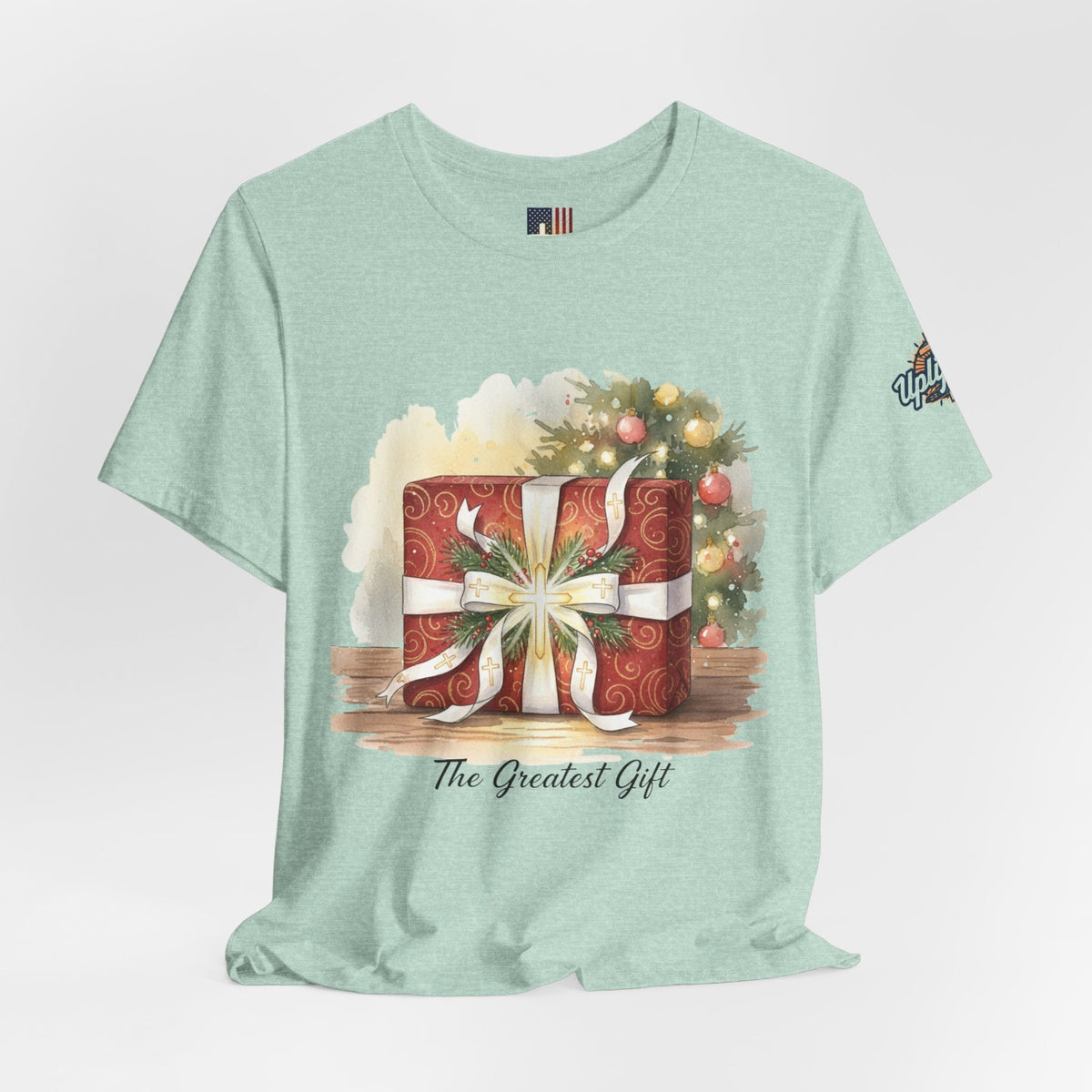 The Greatest Gift T-shirt – Cross Bow Present Christian T-shirt for Christmas Salvation & Eternal Faith Printify
