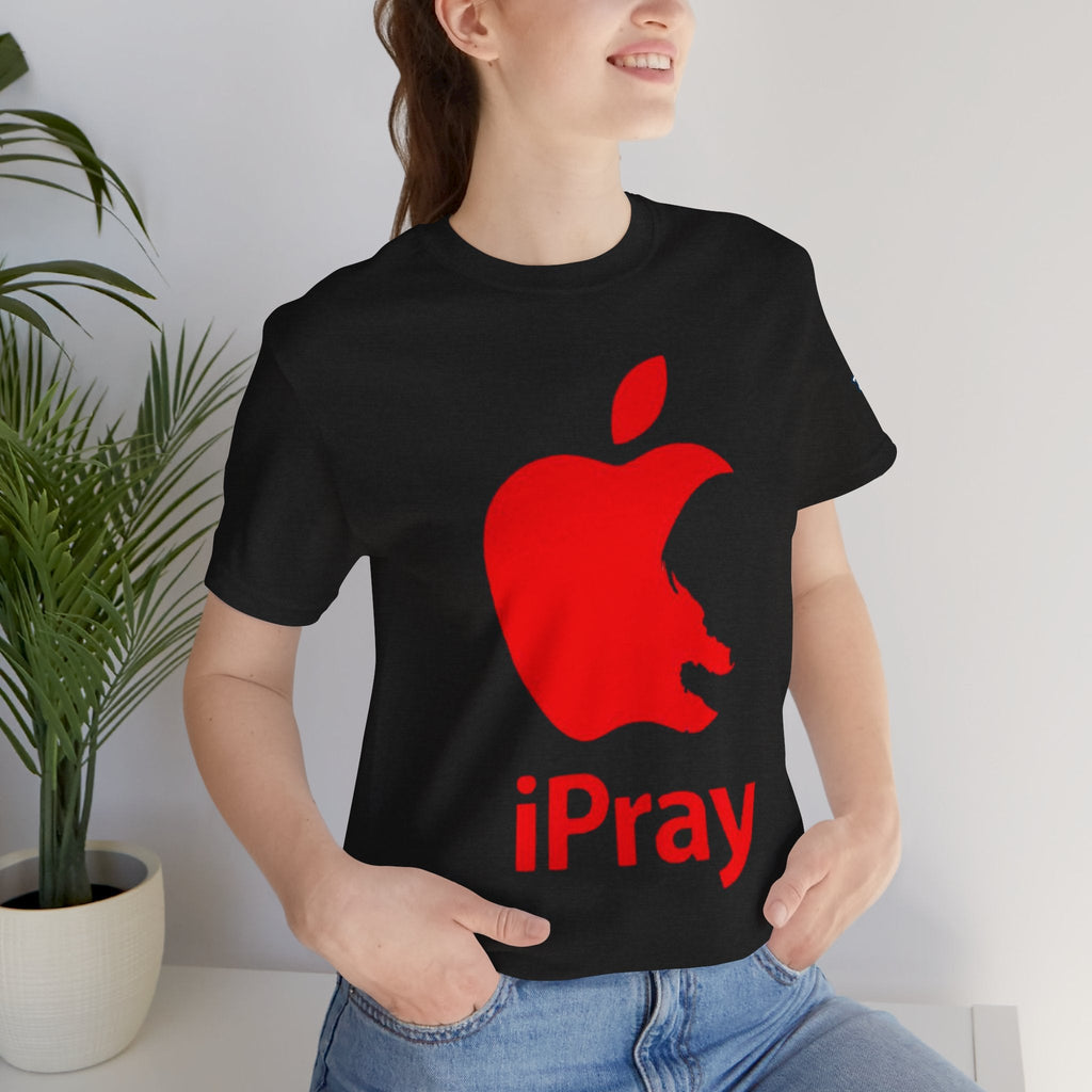 iPray Red Apple Christian T-Shirt — Faith Graphic Tee Printify