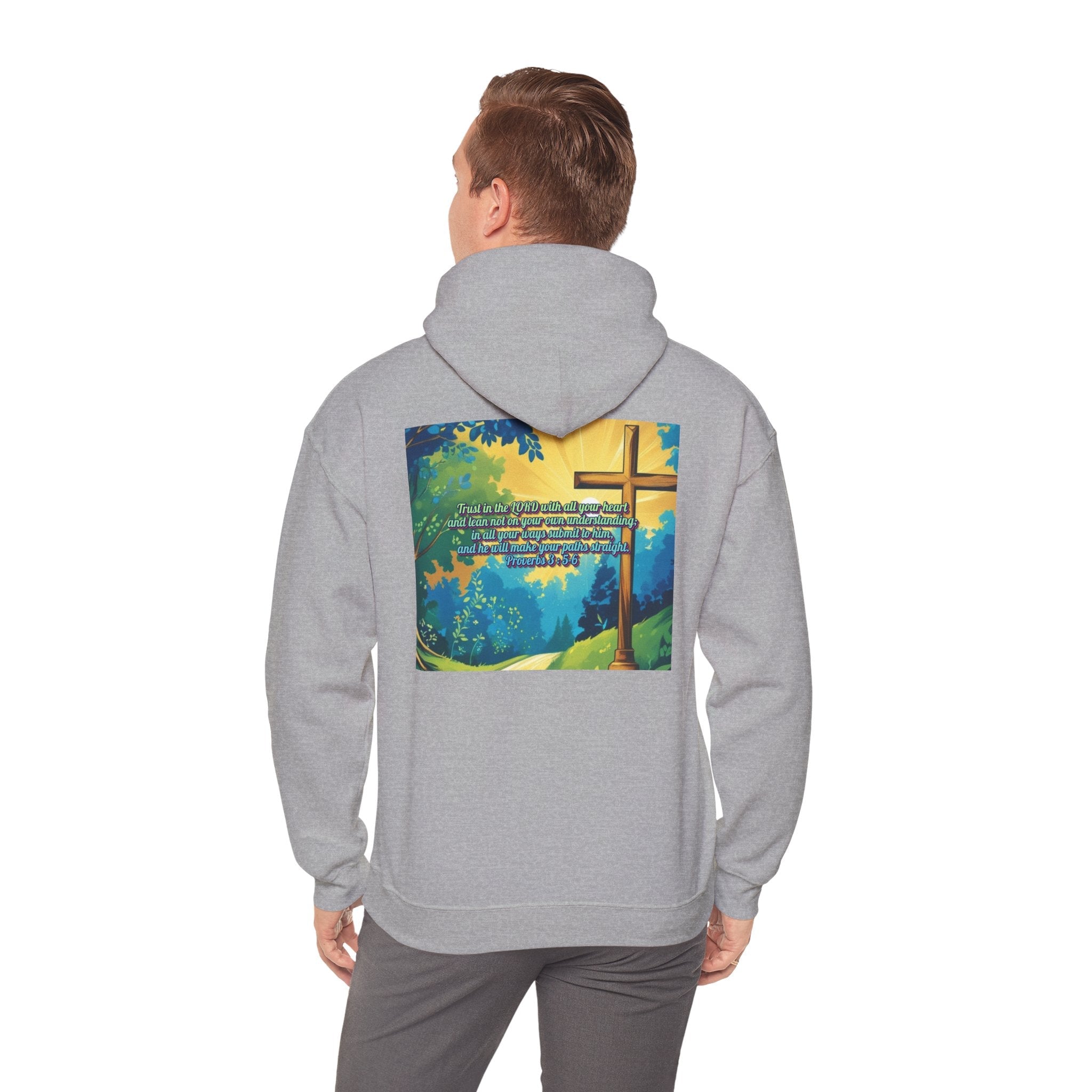 Trust in The Lord Proverbs 3:5-6 Biblical Design Unisex Heavy Blend™ Hooded Sweatshirt Printify
