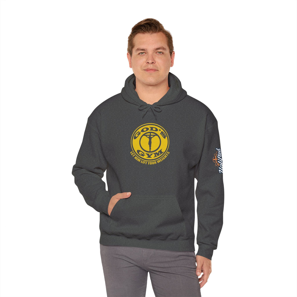 God's Gym Hoodie — "Let Him Lift Your Weights" Christian Fitness Hoodie Printify