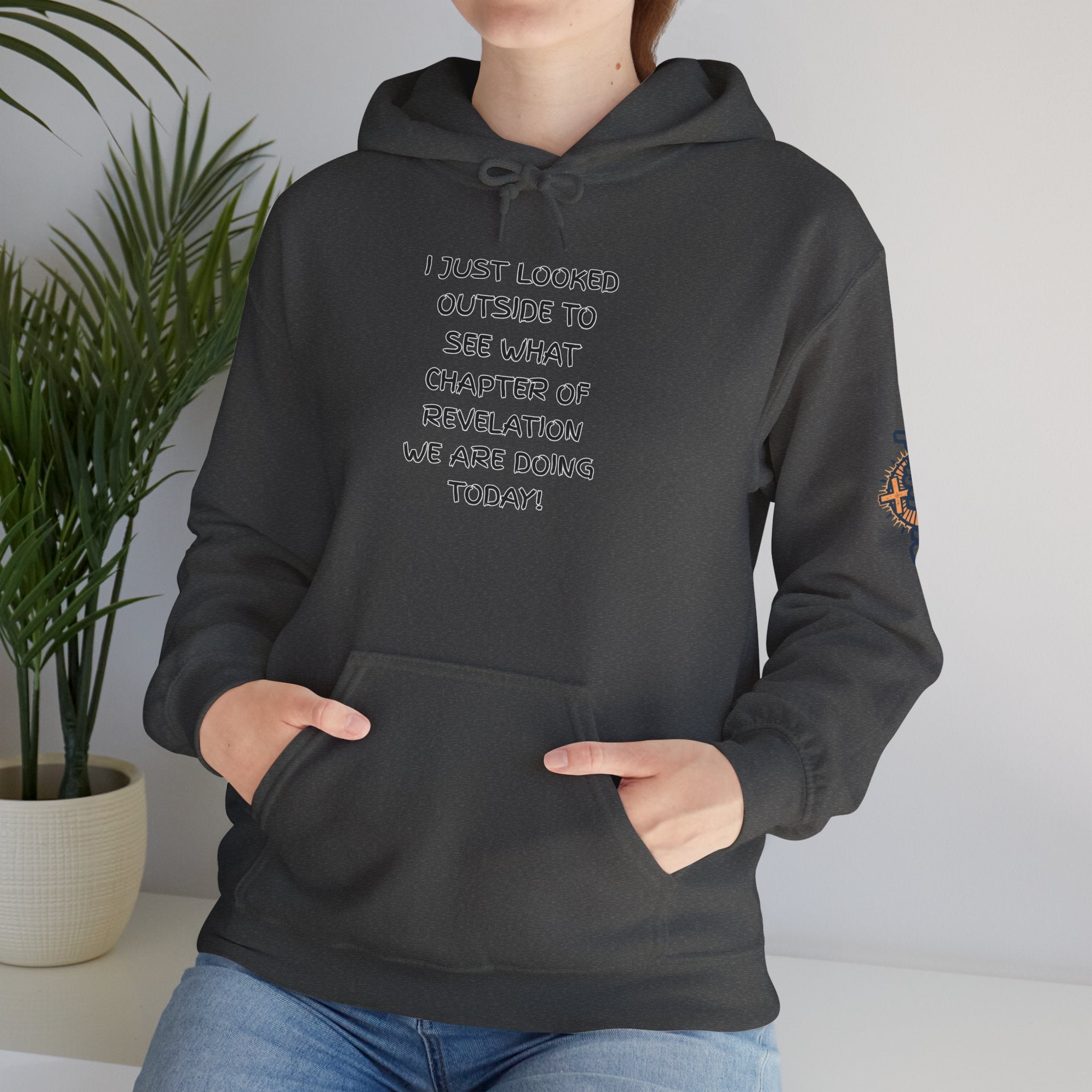 What Chapter of Revelation Hoodie – I Looked Outside My Window Christian Sweatshirt for End Times Humor & Faith Printify