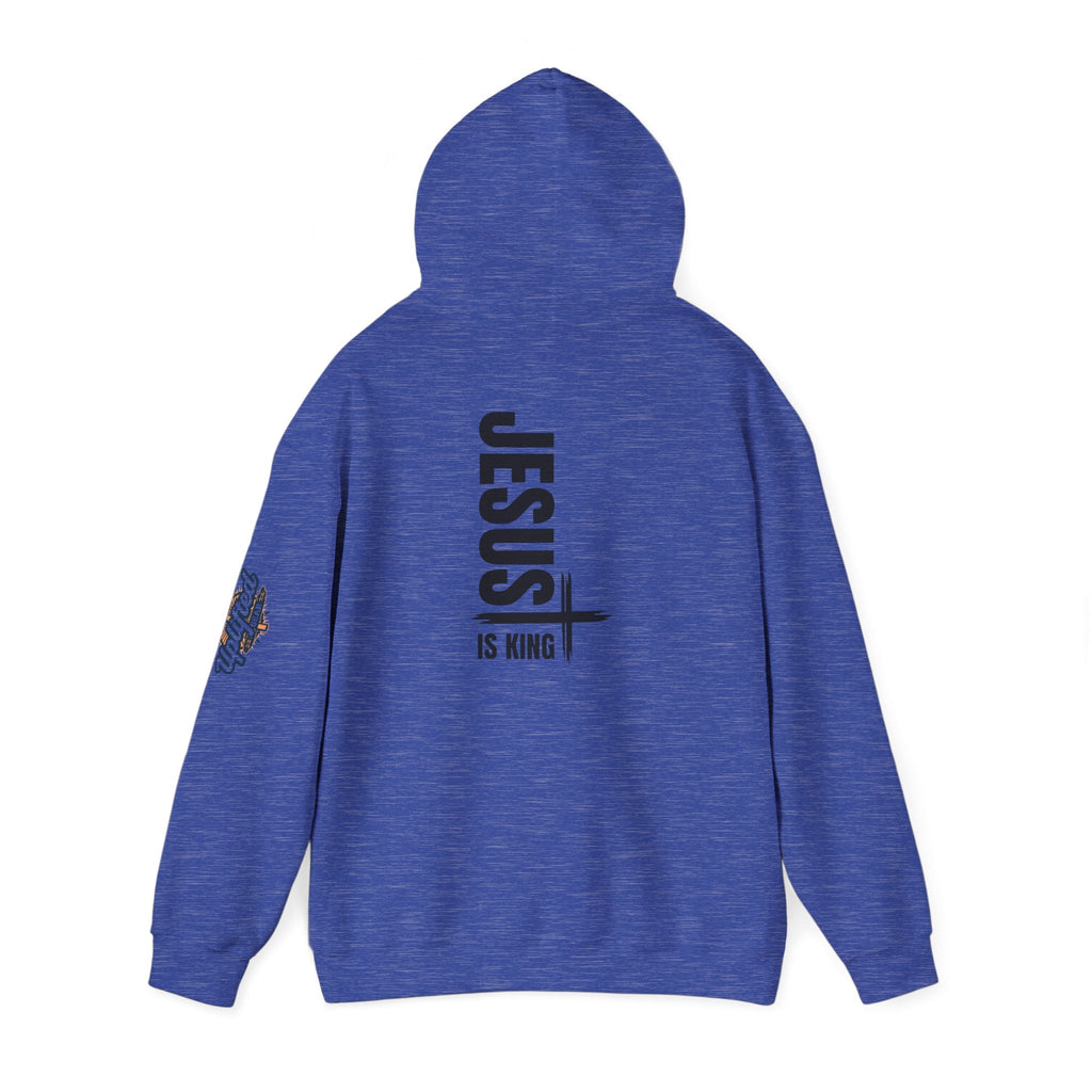 Jesus Is King Hoodie | Modern Typographic Cross Christian Hoodie Printify