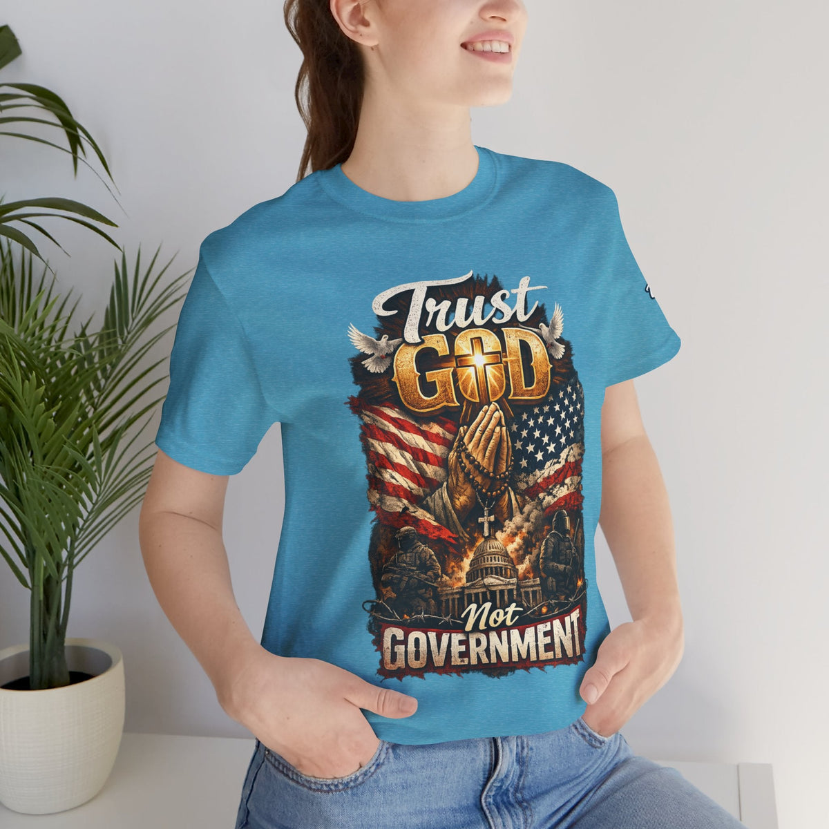 Trust God Not Government T-Shirt — Vintage Patriotic Christian Tee Printify