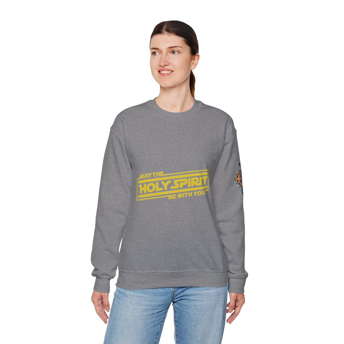 May the Holy Spirit Be With You Sweatshirt - Christian Star Wars Parody Sweatshirt Printify
