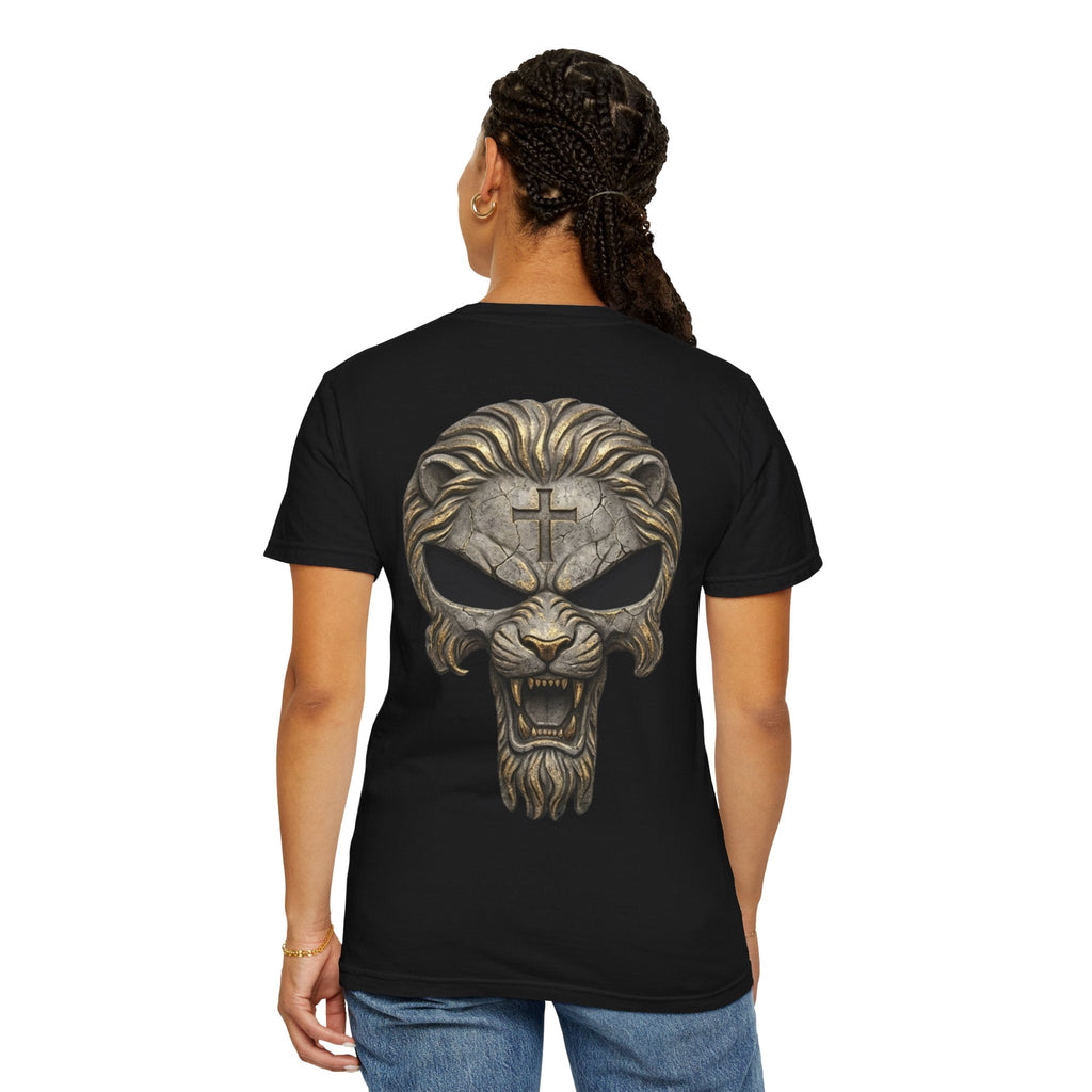 Lion of Judah Skull Christian T-shirt - Warrior Faith Cross T-shirt Printify