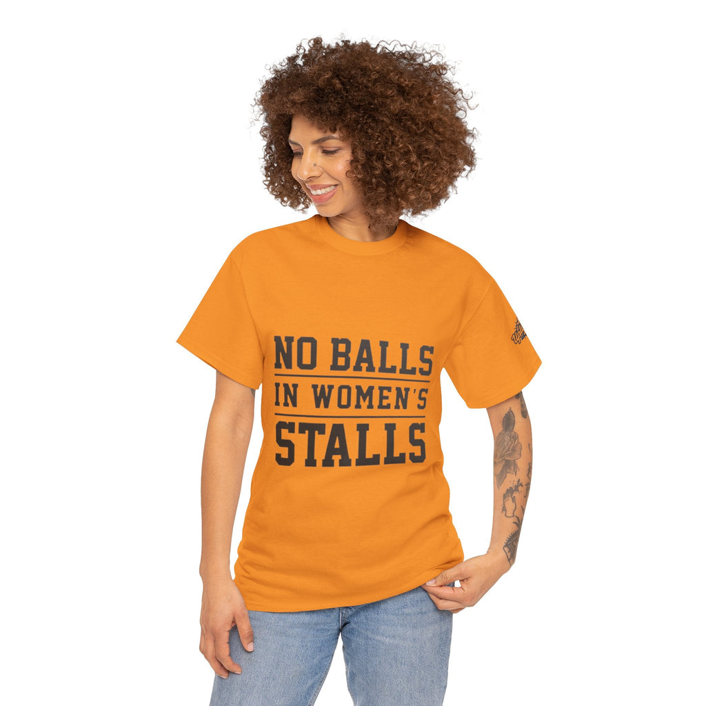 No Balls in Women's Stalls Retro Protest T-Shirt Printify