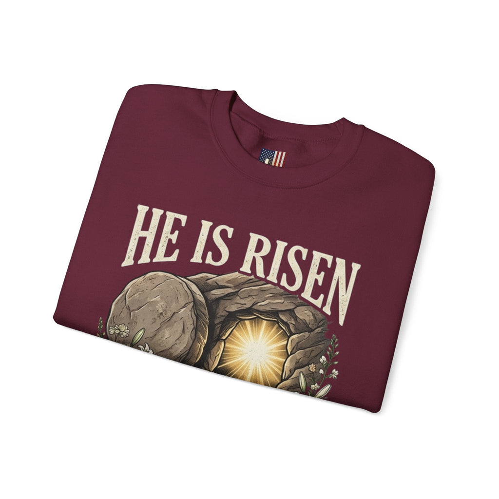 He Is Risen Sweatshirt — Jesus Christ Resurrection Easter Sweatshirt Printify