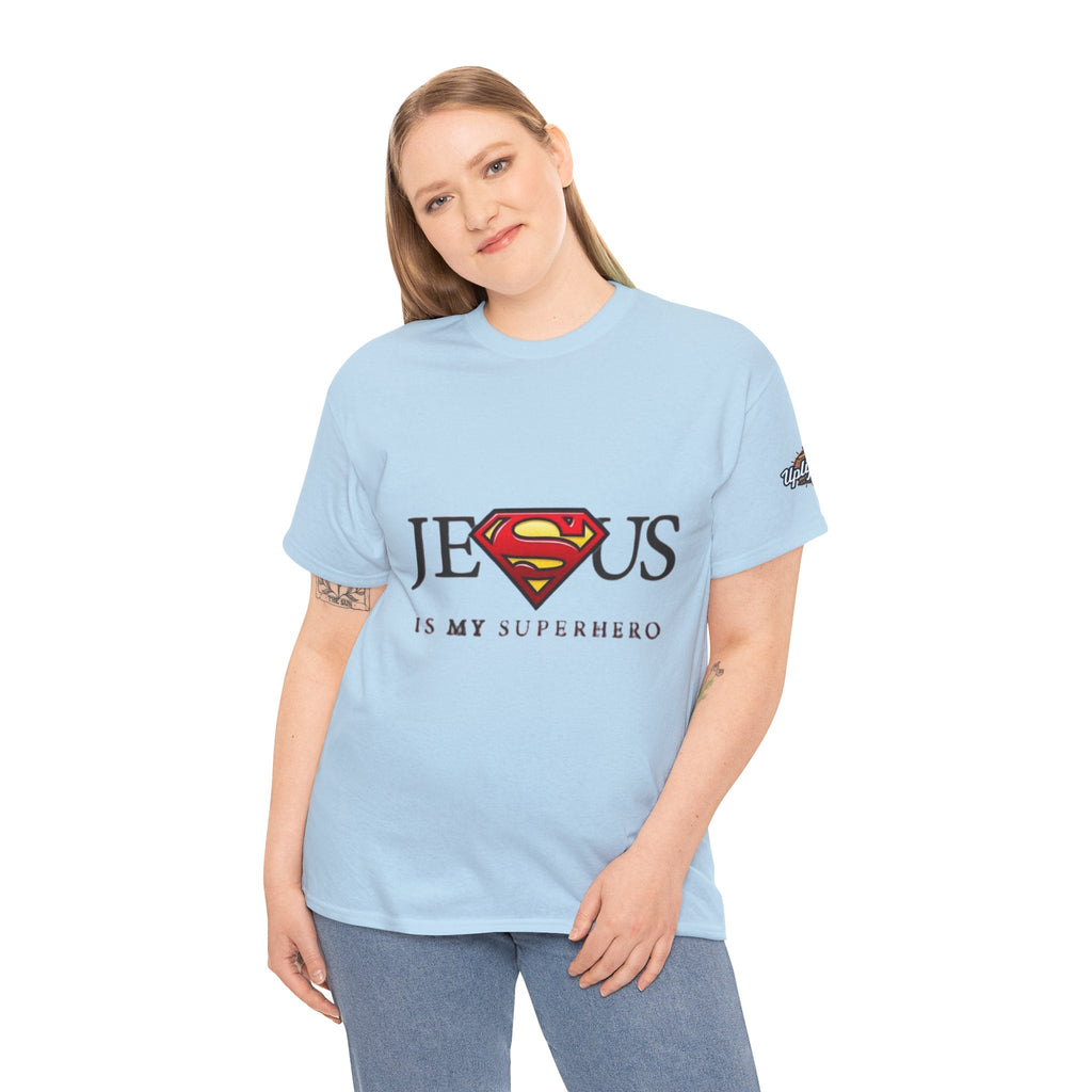Jesus Is My Superhero T-Shirt — Faith-Based Superman-Inspired Tee Printify