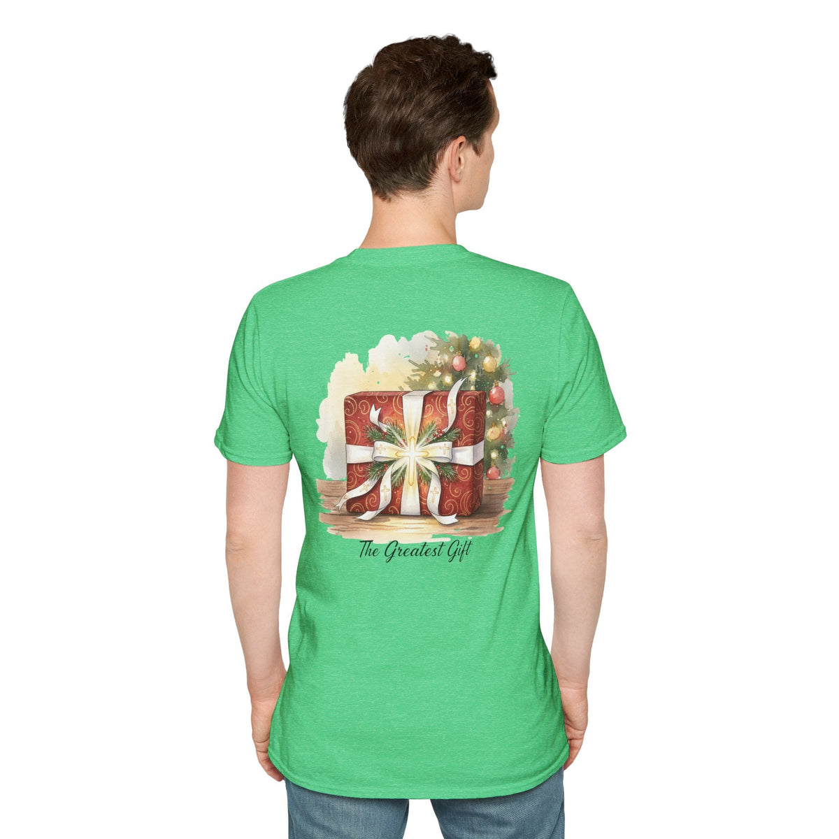 The Greatest Gift T-shirt – Cross Bow Present Christian T-shirt for Christmas Salvation & Eternal Faith Printify