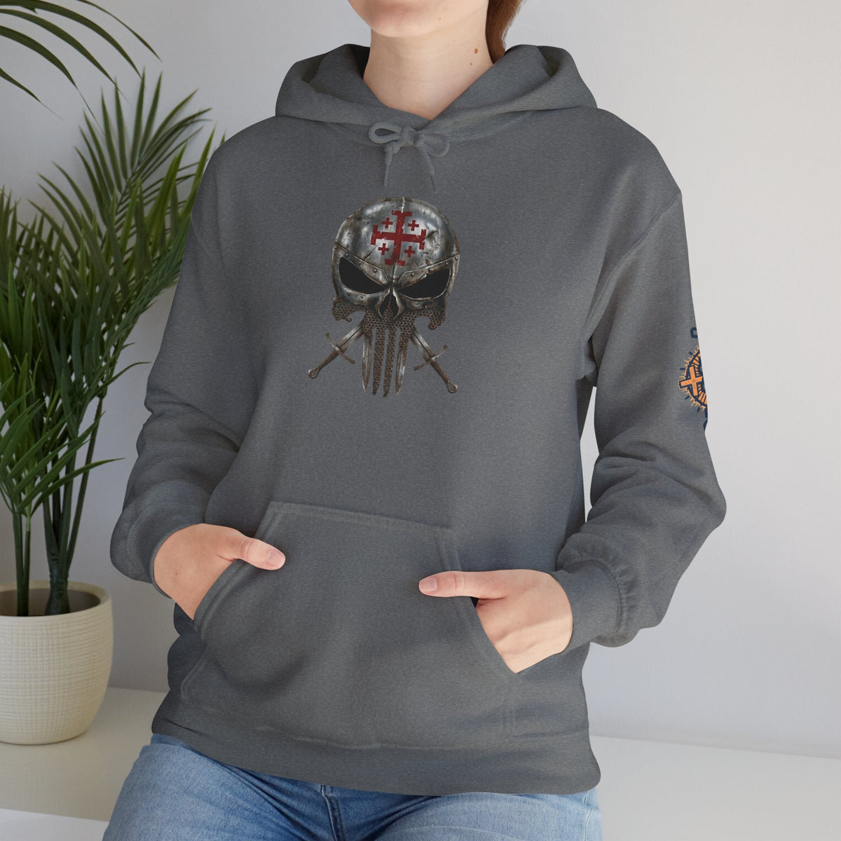 Crusader Knight Christian Skull Hoodie - Warrior Armor of God Hoodie Printify