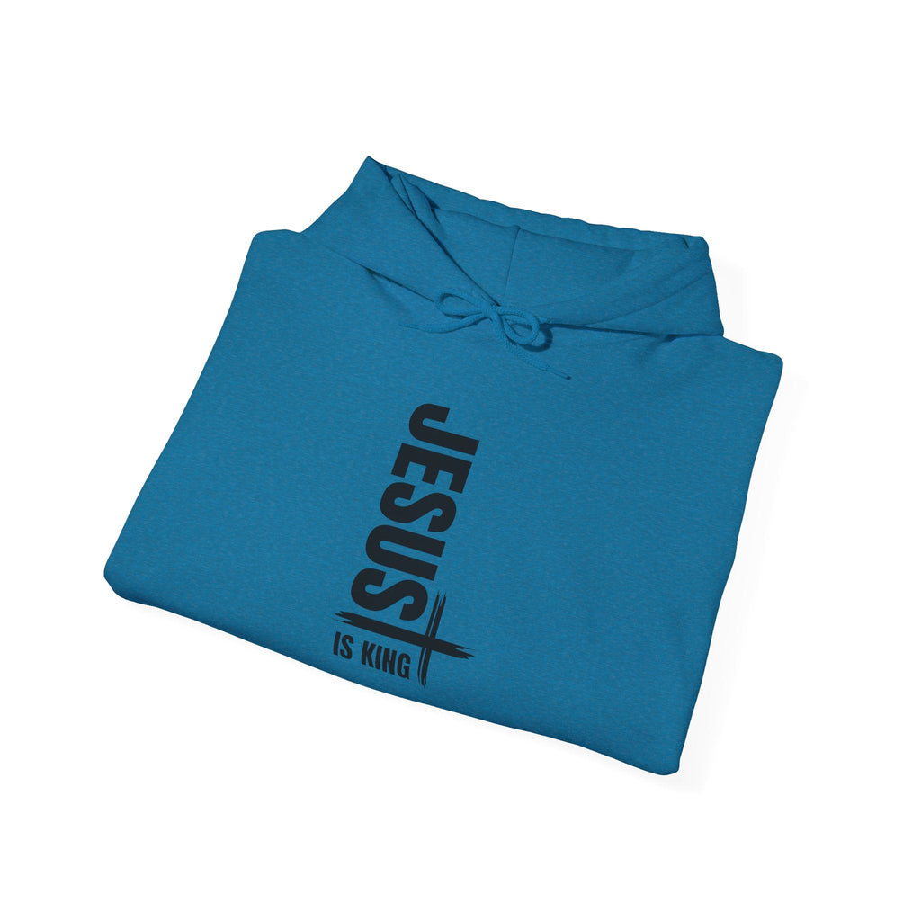 Jesus Is King Hoodie | Modern Typographic Cross Christian Hoodie Printify