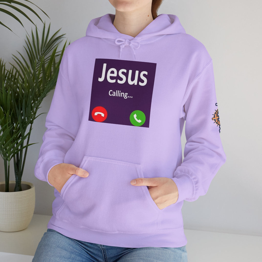 Jesus Calling Hoodie – Funny Cell Phone Screen Christian Sweatshirt for Divine Connection & Faith Humor Printify