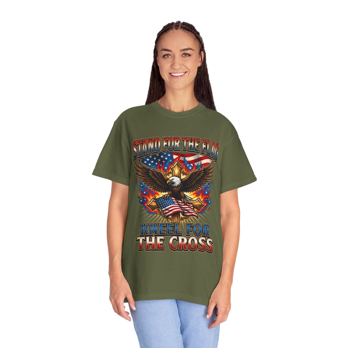 Stand for the Flag Kneel for the Cross T-shirt | Patriotic Eagle T-shirt Printify