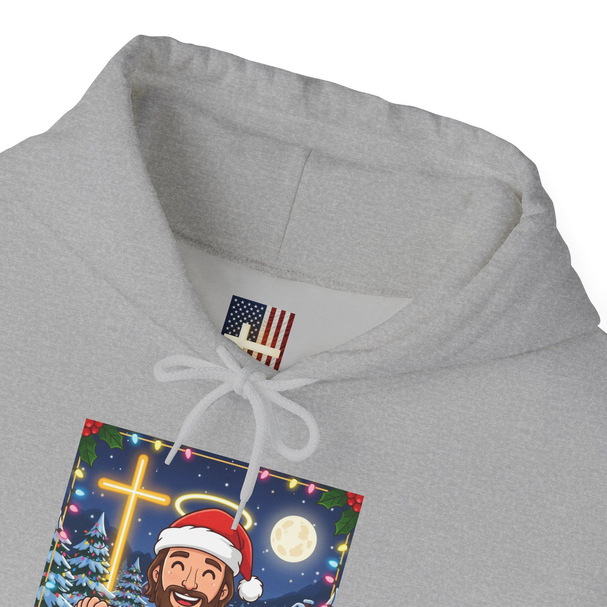 🎄 Make Christmas Great Again – Funny Christian Hoodie | Jesus Holding Banner | Faith-Based Holiday Parody Tee | Uplifted Gear Printify